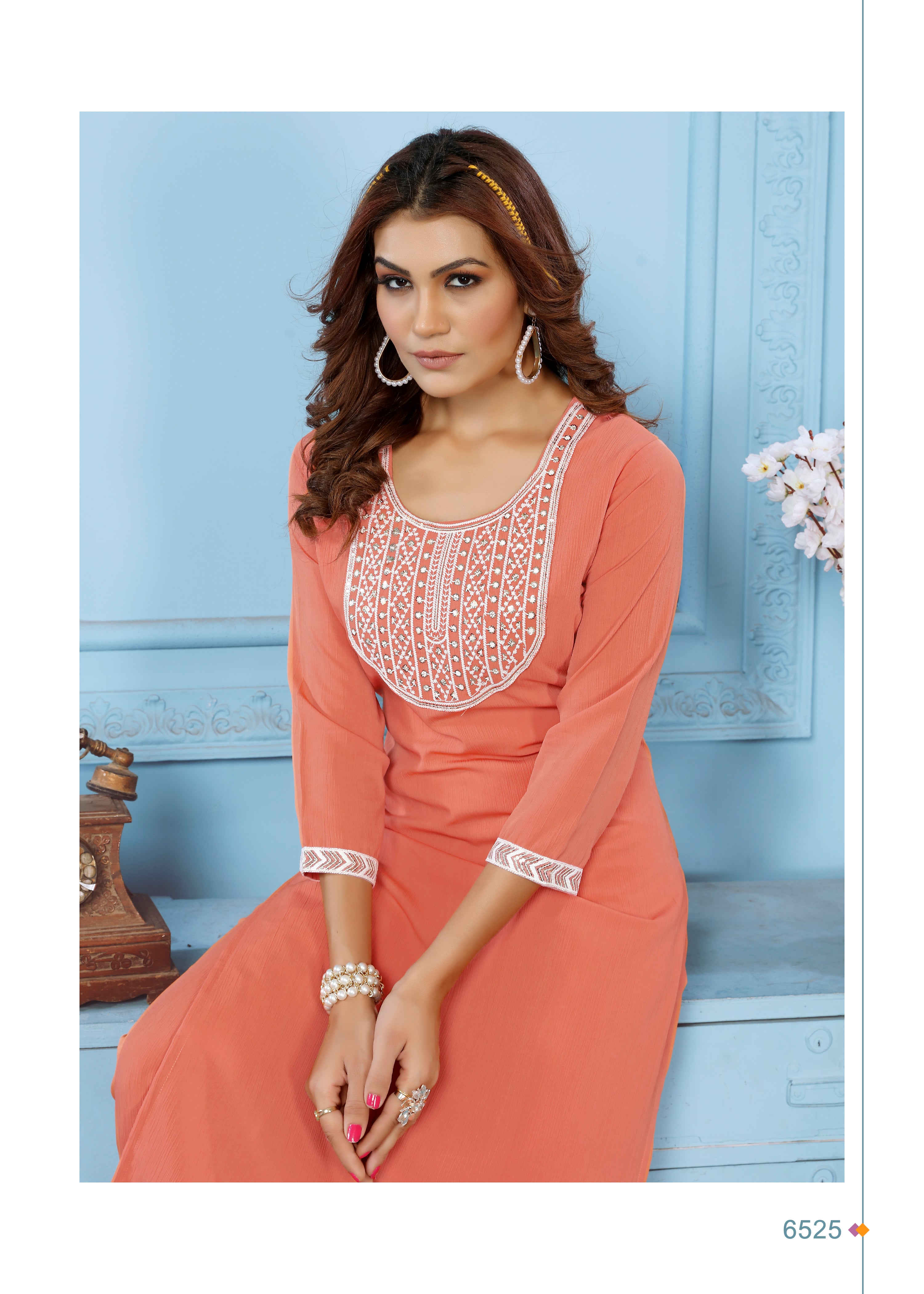 Clothiks Rinkal Cotton with embroidery work Inner Stiched kurti