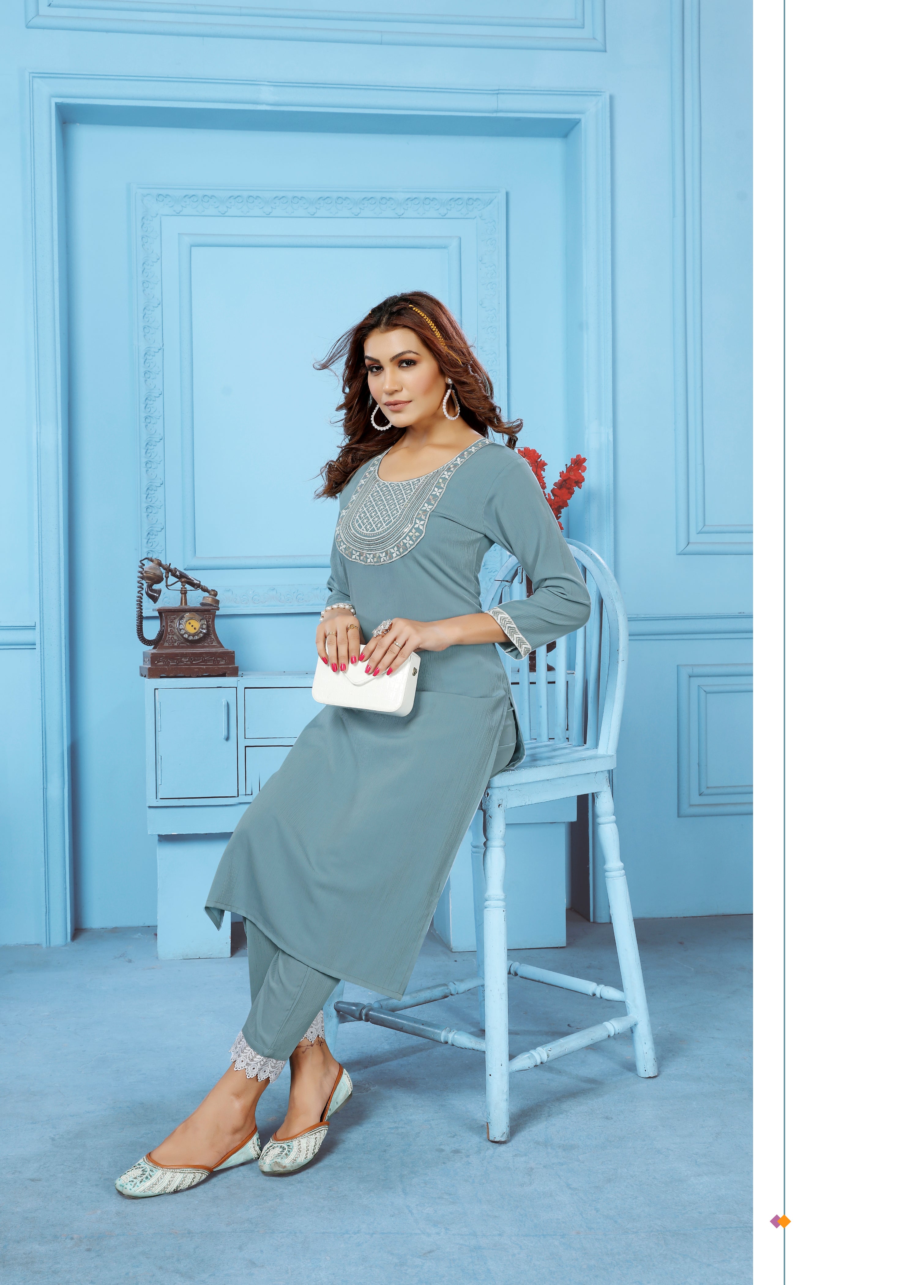 Clothiks Rinkal Cotton with embroidery work Inner Stiched kurti
