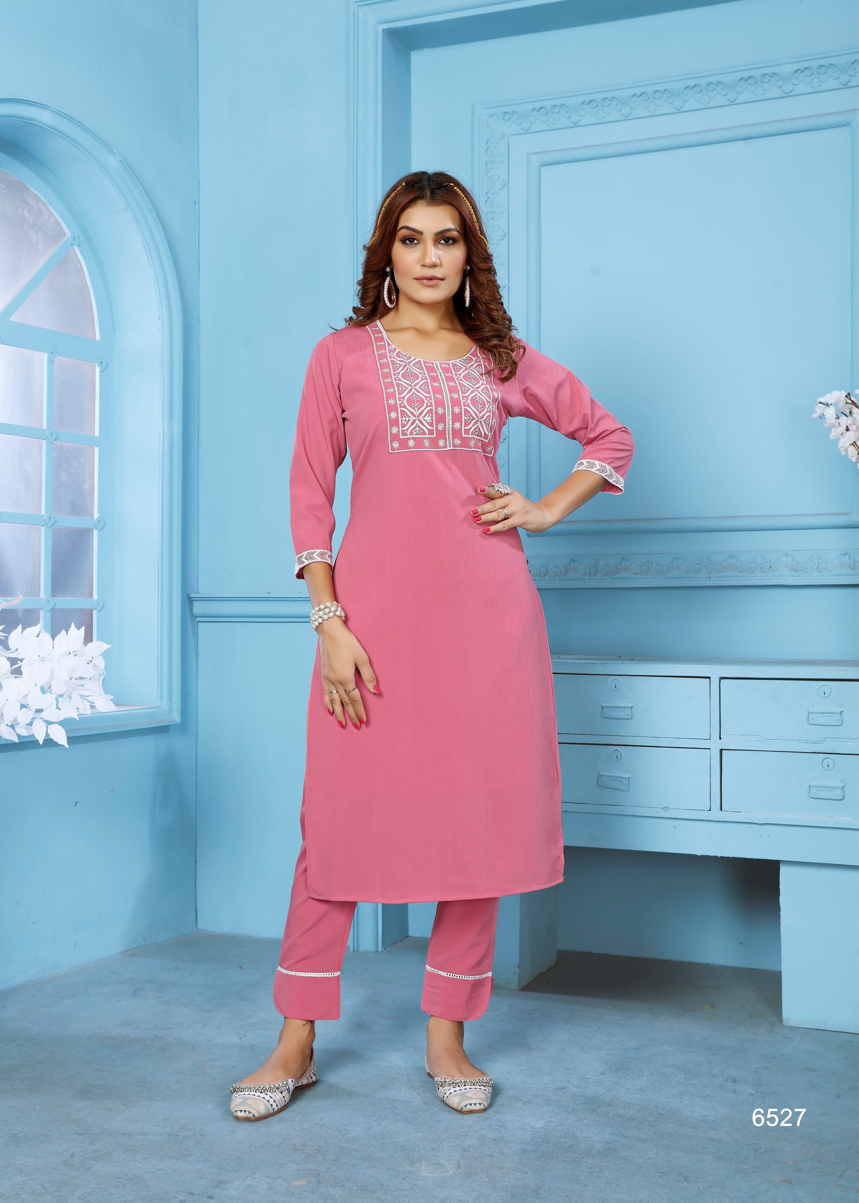 Clothiks Rinkal Cotton with embroidery work Inner Stiched kurti