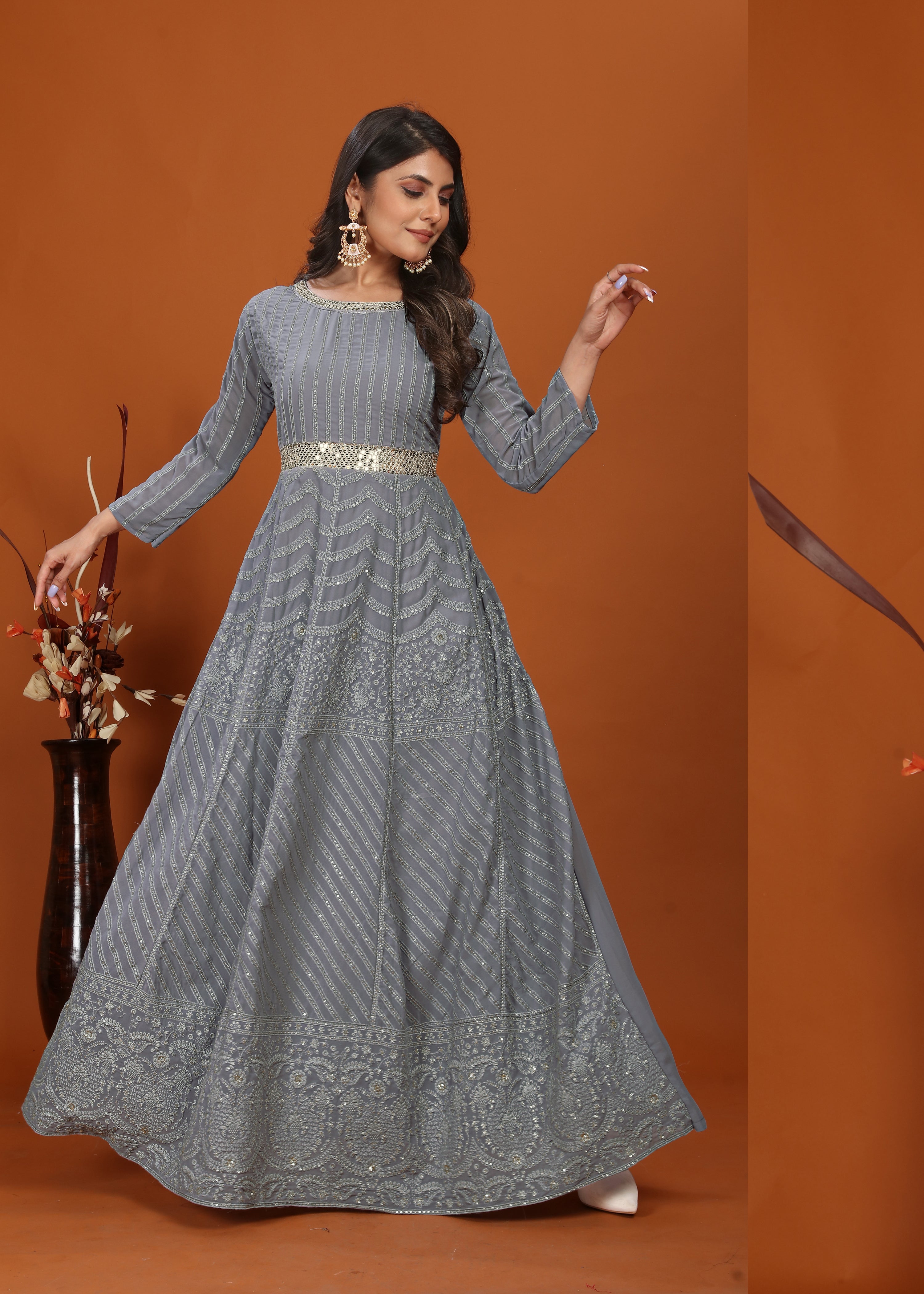 Clothiks Premium Fox With Heavy Embroidery Inner Stiched kurti