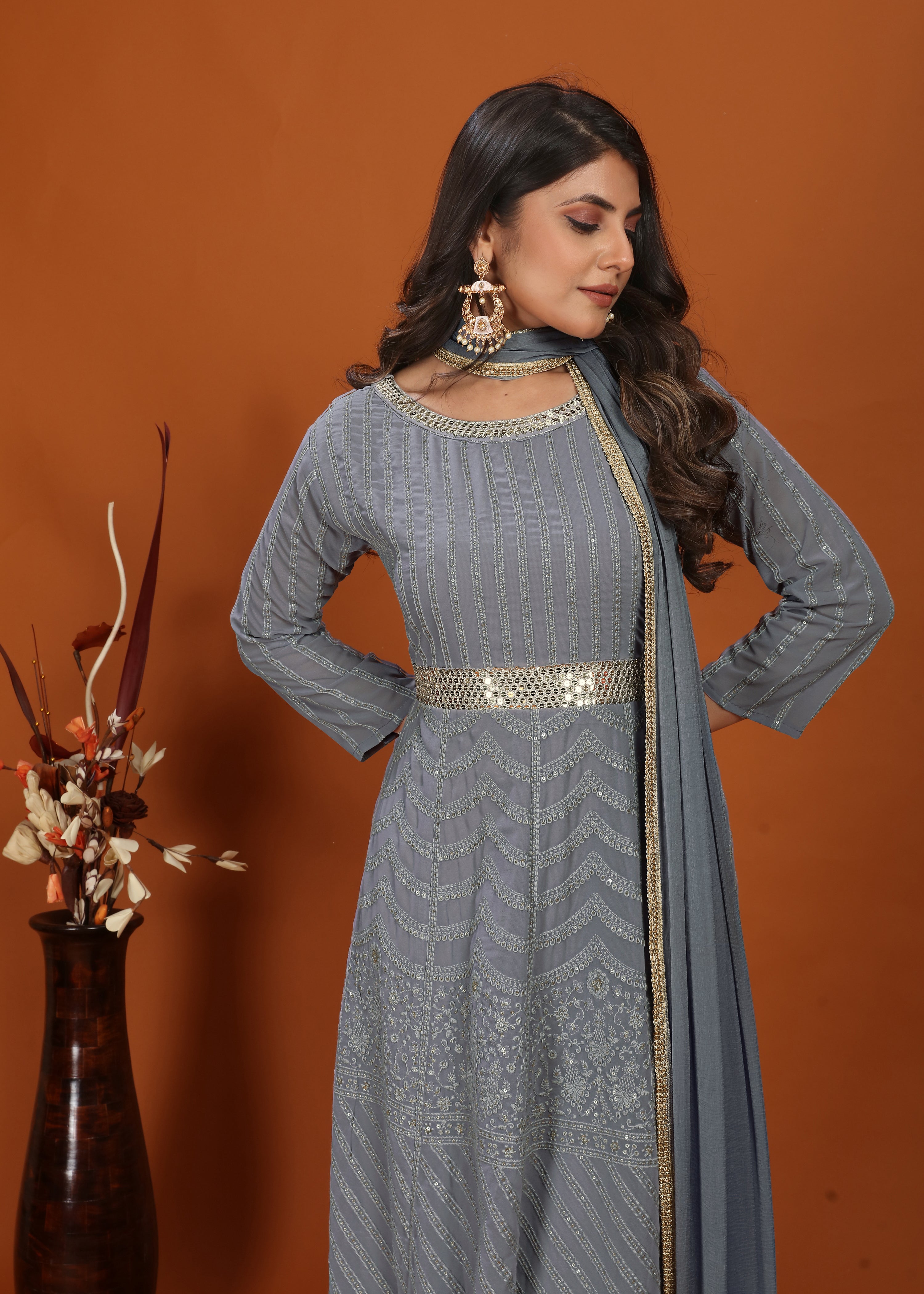 Clothiks Premium Fox With Heavy Embroidery Inner Stiched kurti