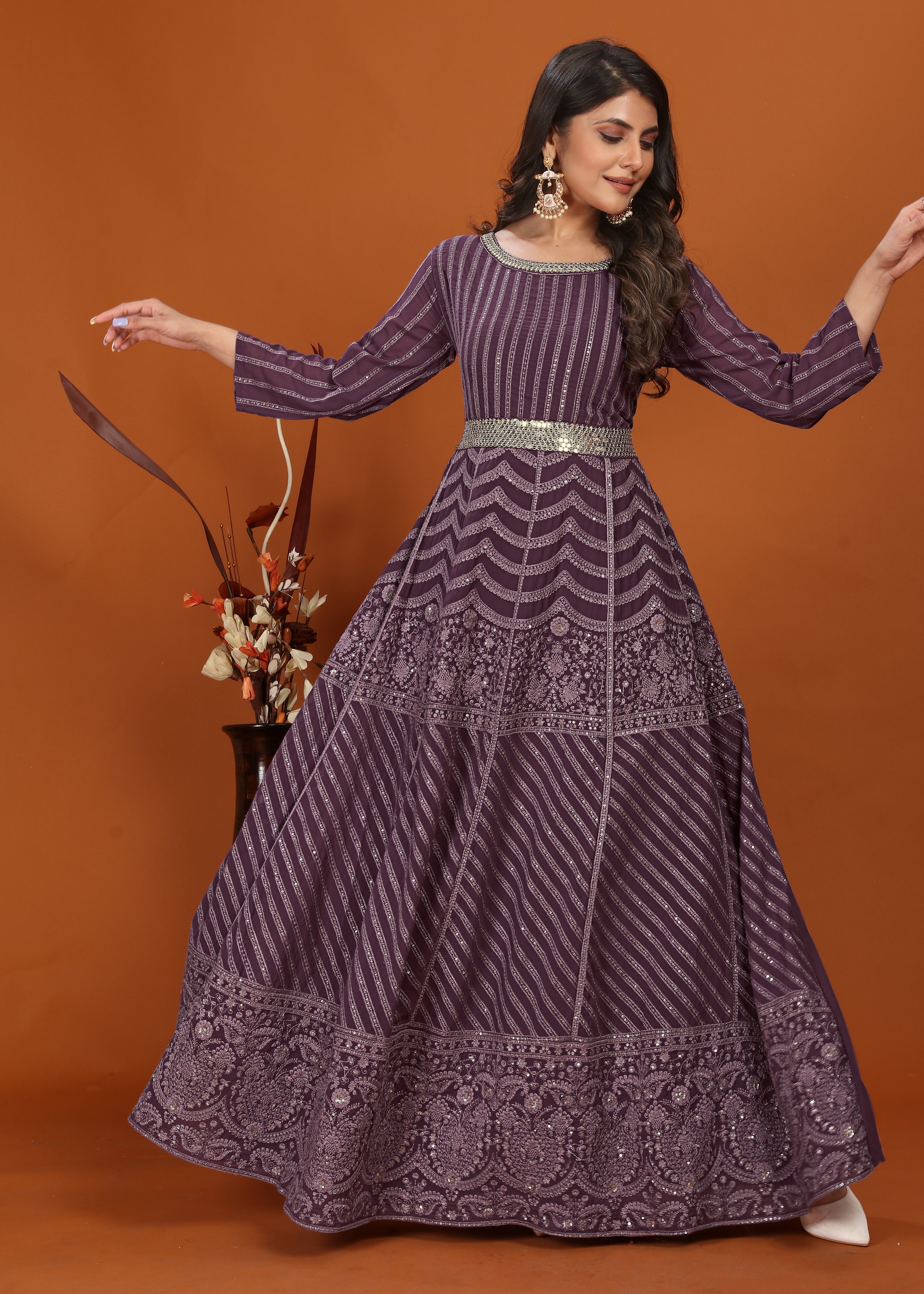 Clothiks Premium Fox With Heavy Embroidery Inner Stiched kurti