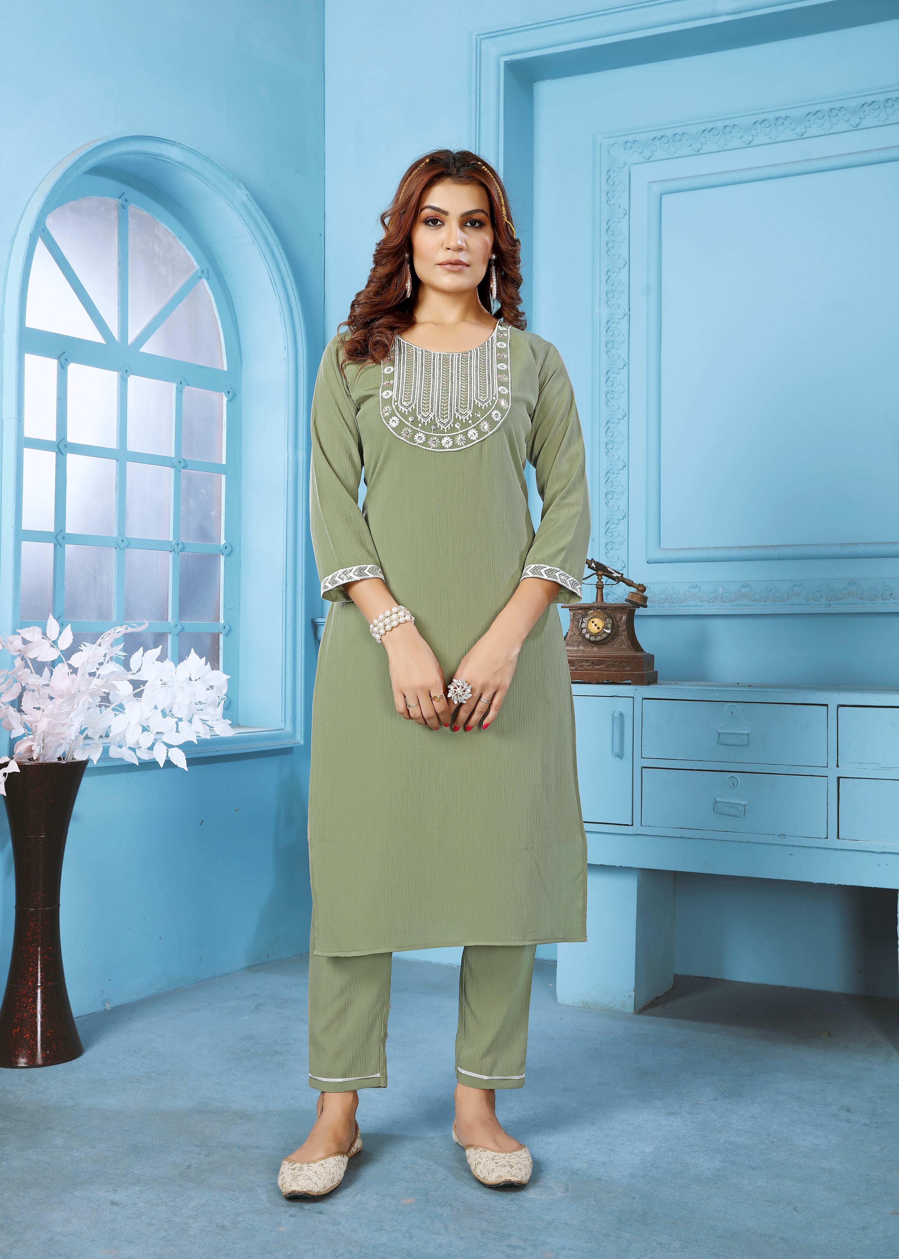 Clothiks Rinkal Cotton with embroidery work Inner Stiched kurti