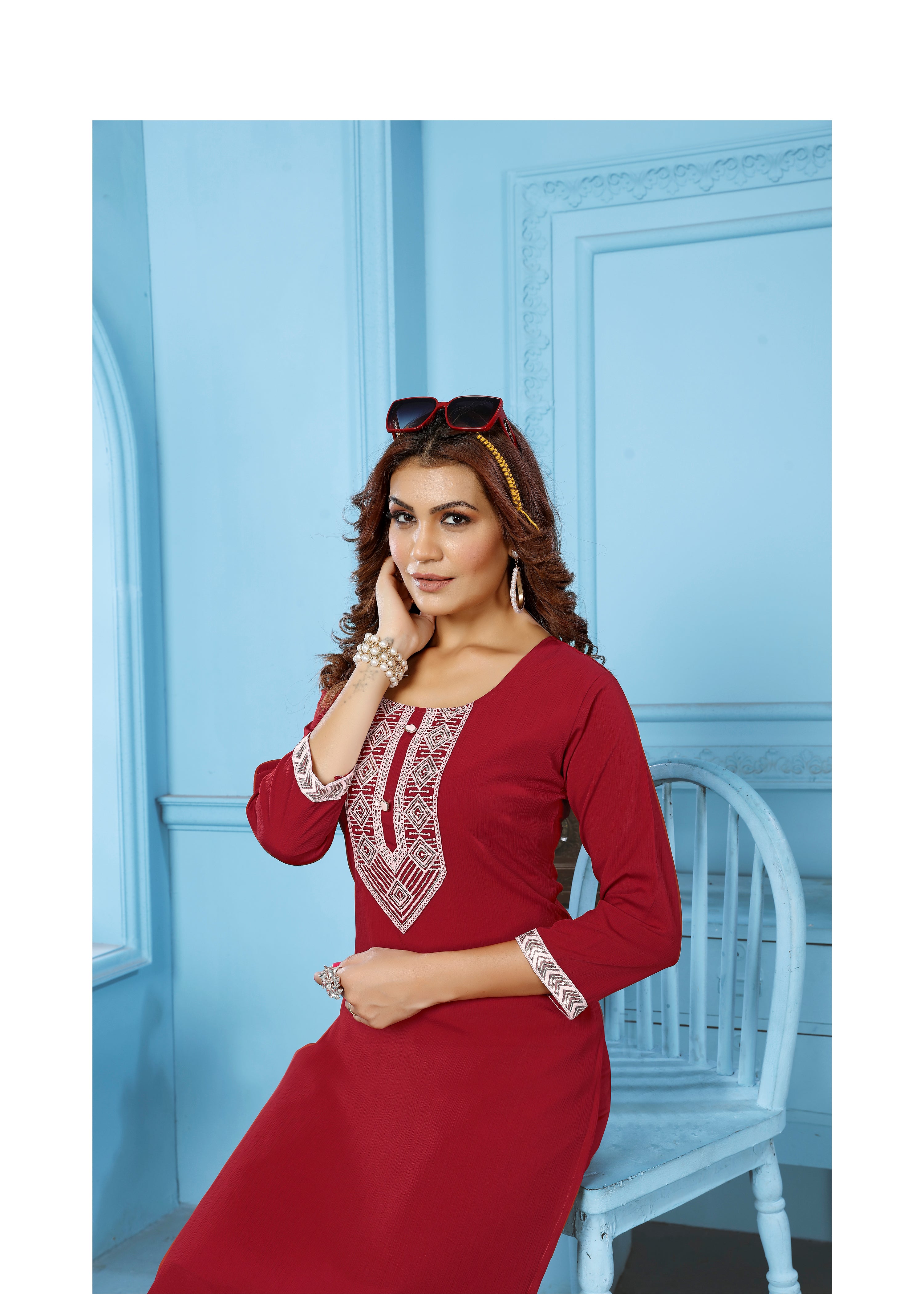 Clothiks Rinkal Cotton with embroidery work Inner Stiched kurti