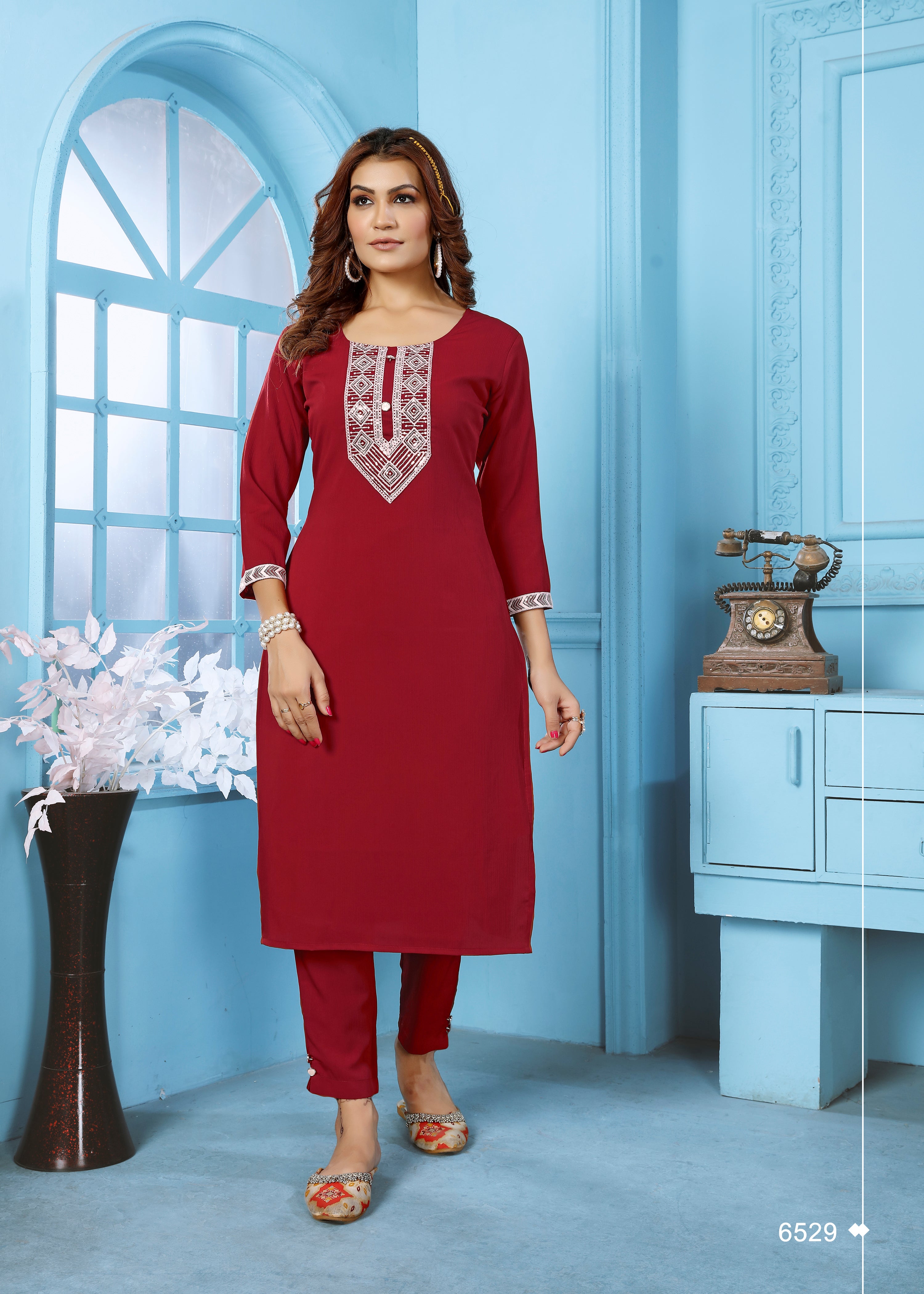Clothiks Rinkal Cotton with embroidery work Inner Stiched kurti