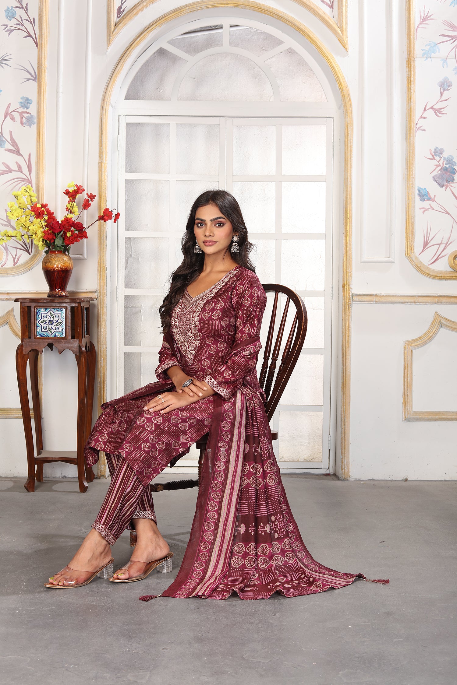 Clothiks Premium Chanderi Export Quality Embroidery Full stiched kurti