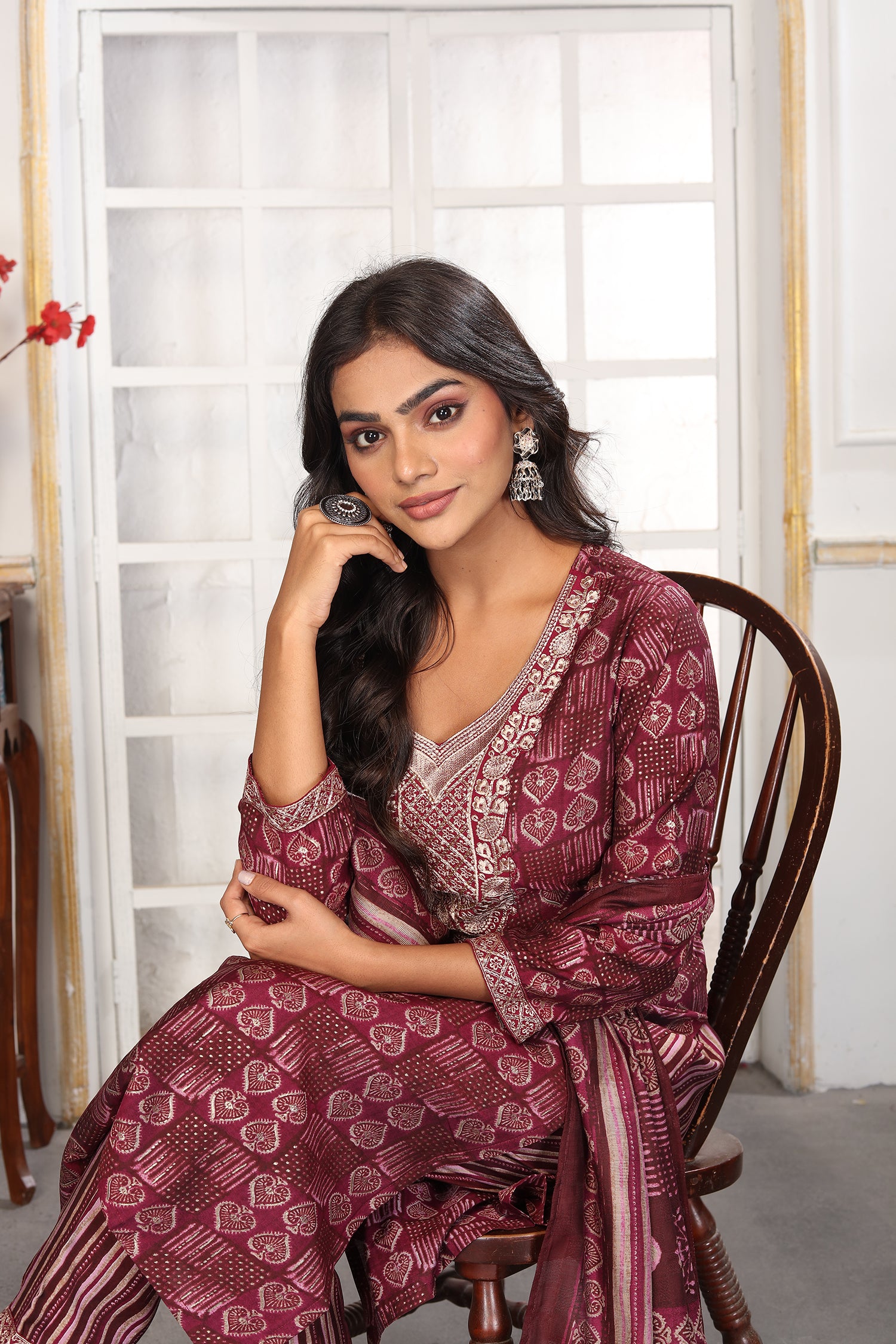 Clothiks Premium Chanderi Export Quality Embroidery Full stiched kurti