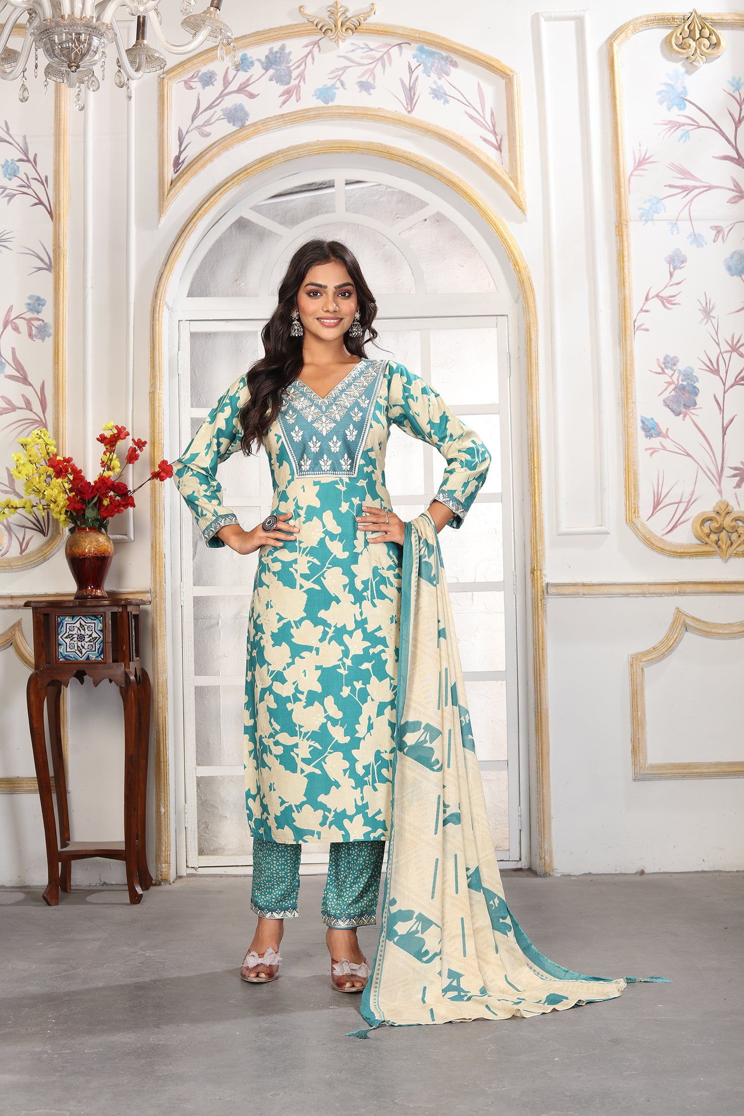 Clothiks Premium Chanderi Export Quality Embroidery Full stiched kurti