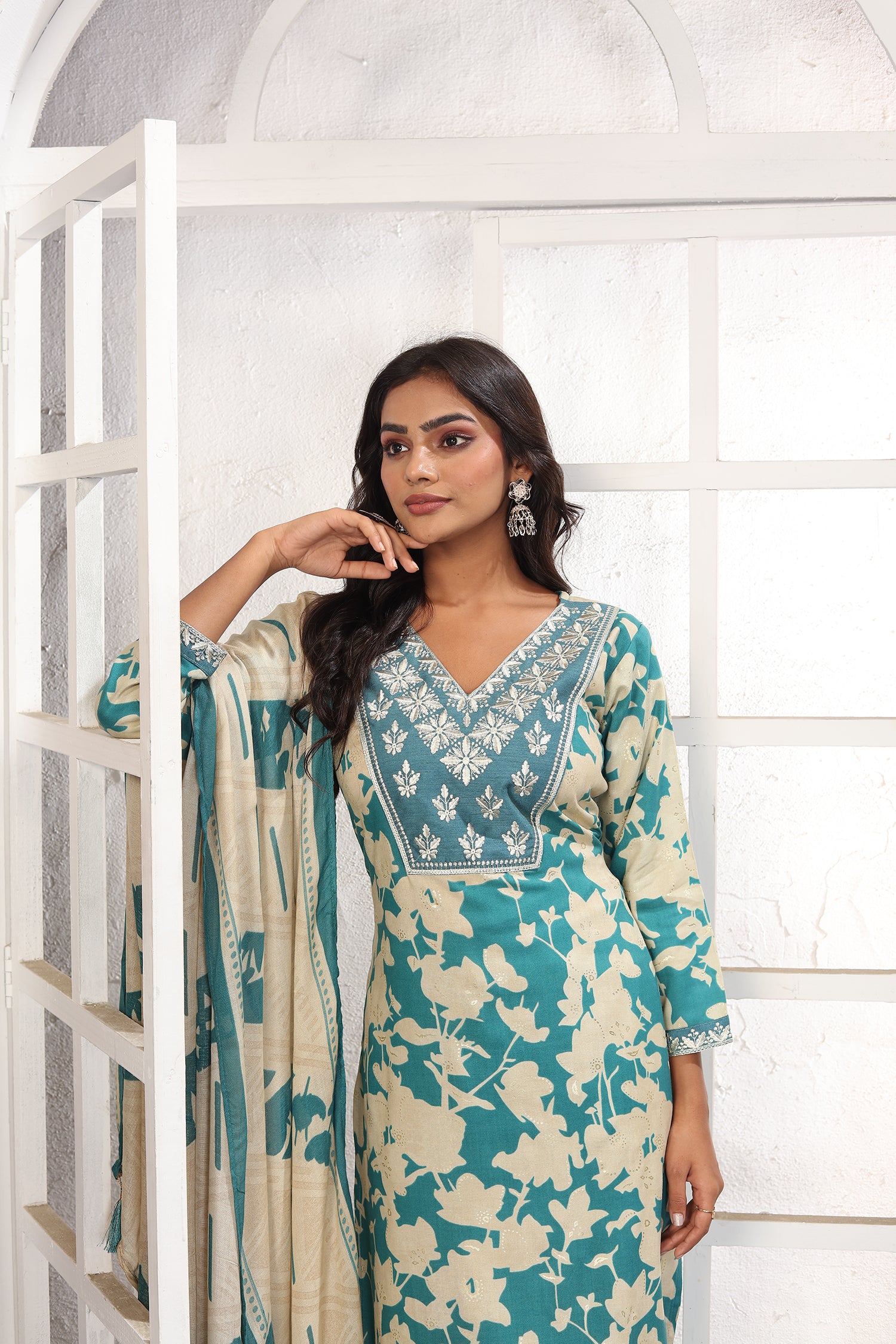 Clothiks Premium Chanderi Export Quality Embroidery Full stiched kurti