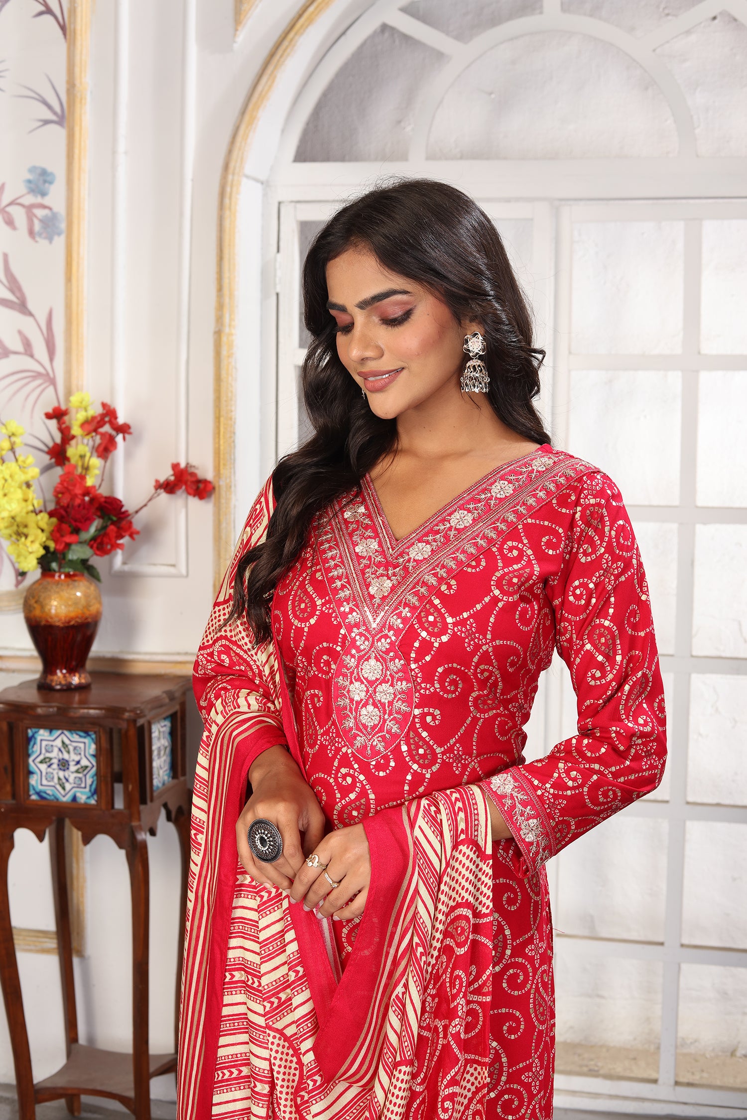Clothiks Premium Chanderi Export Quality Embroidery Full stiched kurti
