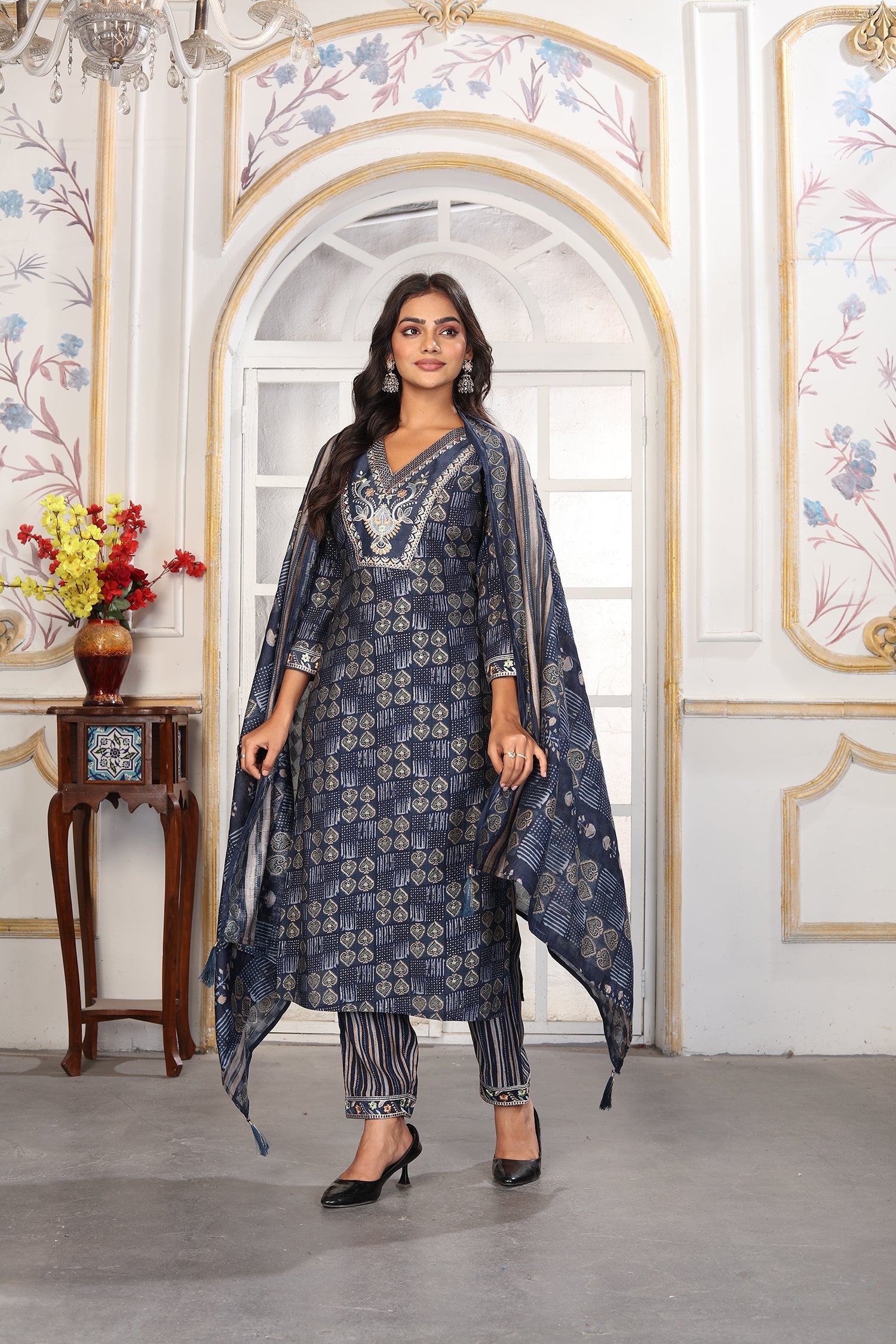Clothiks Premium Chanderi Export Quality Embroidery Full stiched kurti