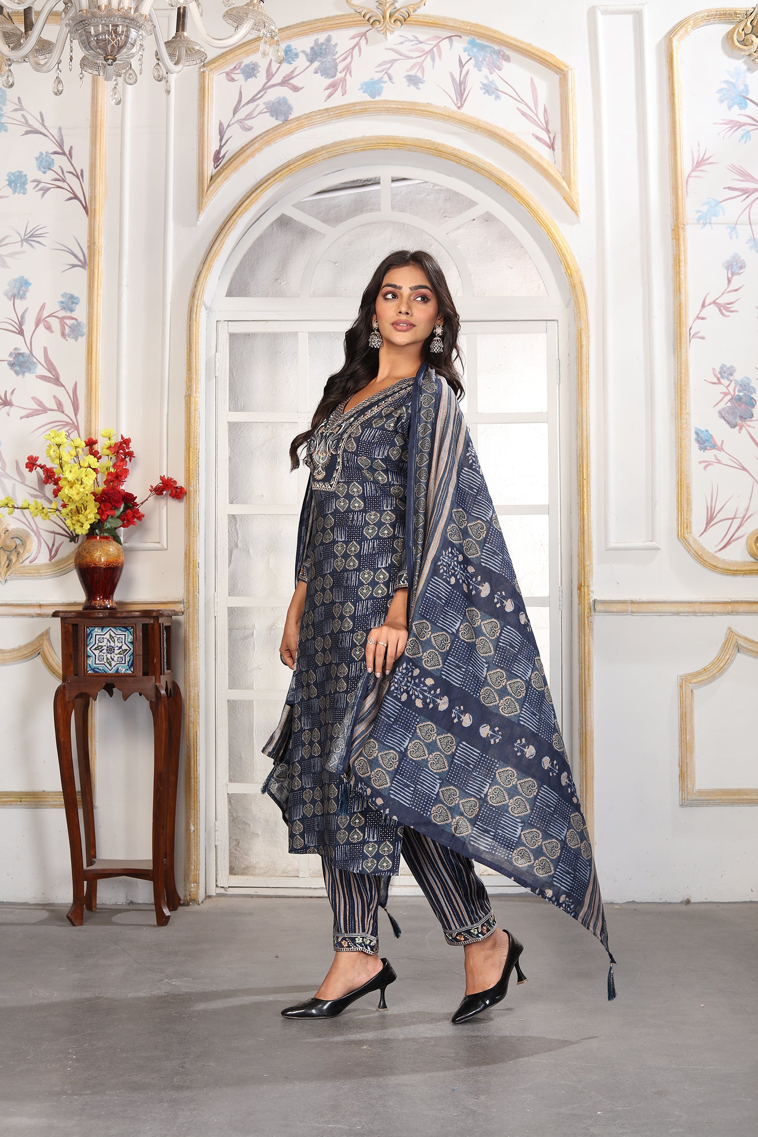 Clothiks Premium Chanderi Export Quality Embroidery Full stiched kurti