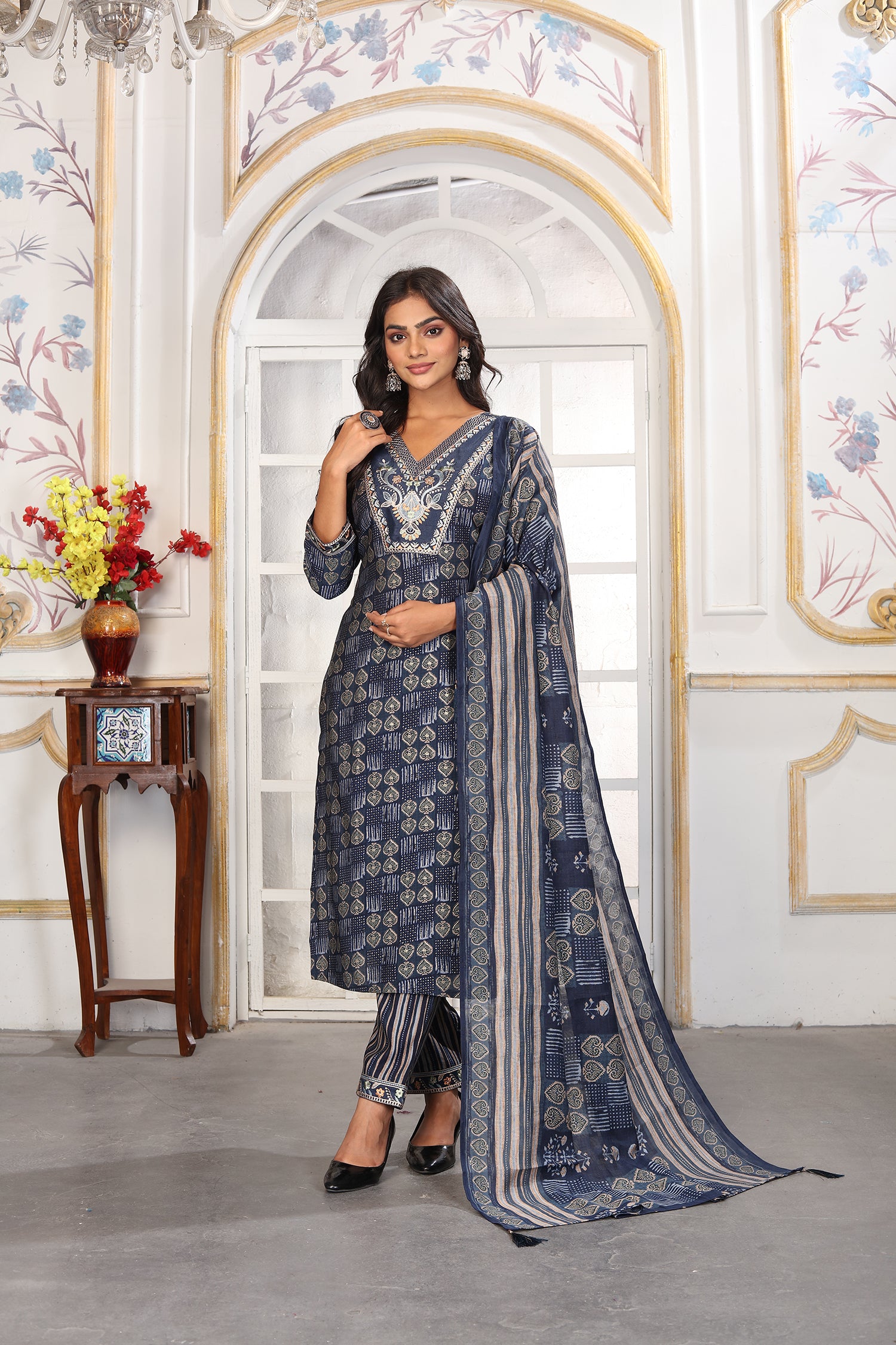 Clothiks Premium Chanderi Export Quality Embroidery Full stiched kurti