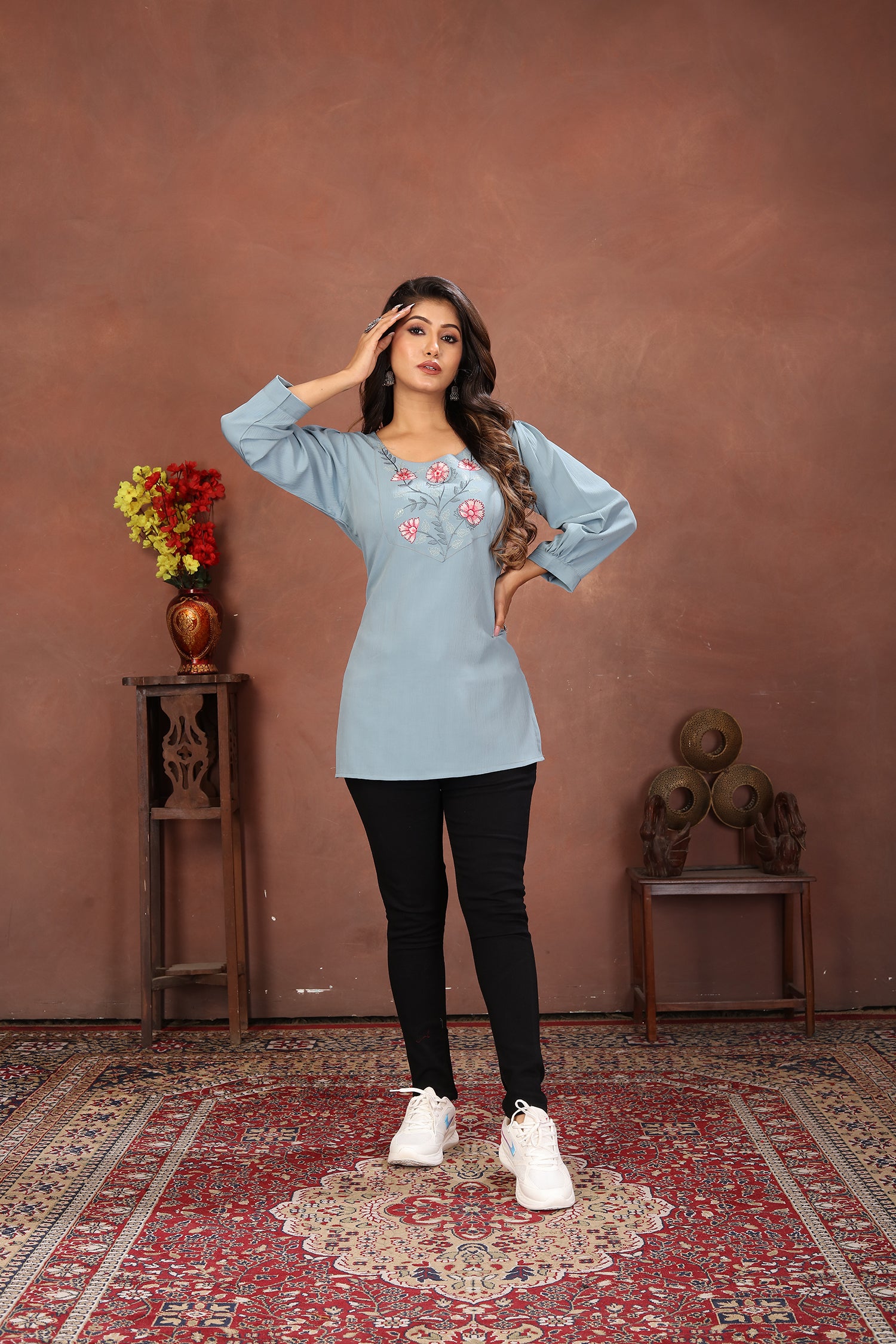 Clothiks Rinkal Cotton With Embroidery Work kurti