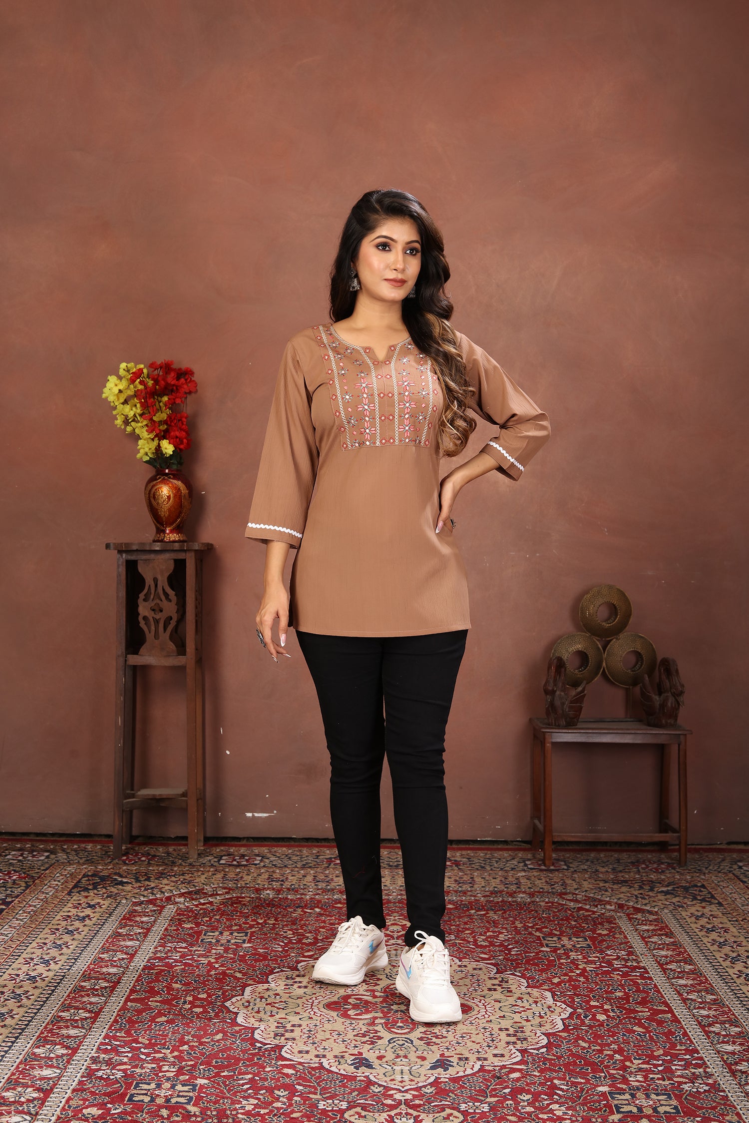 Clothiks Rinkal Cotton With Embroidery Work kurti
