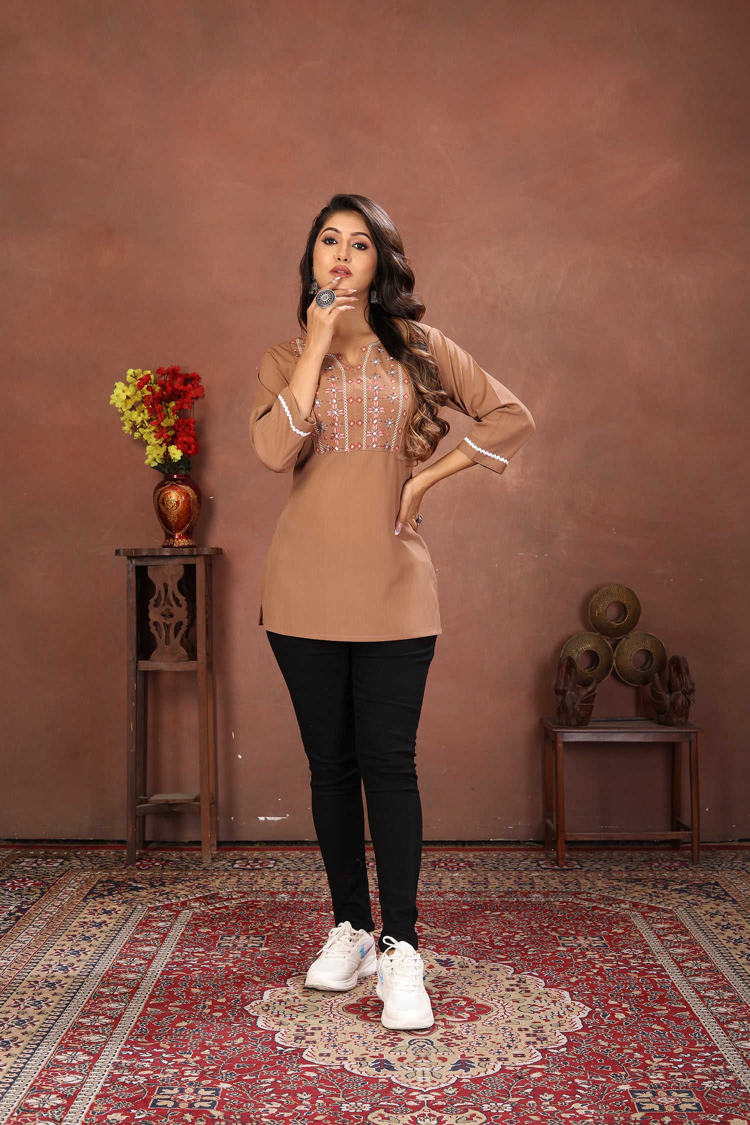 Clothiks Rinkal Cotton With Embroidery Work kurti