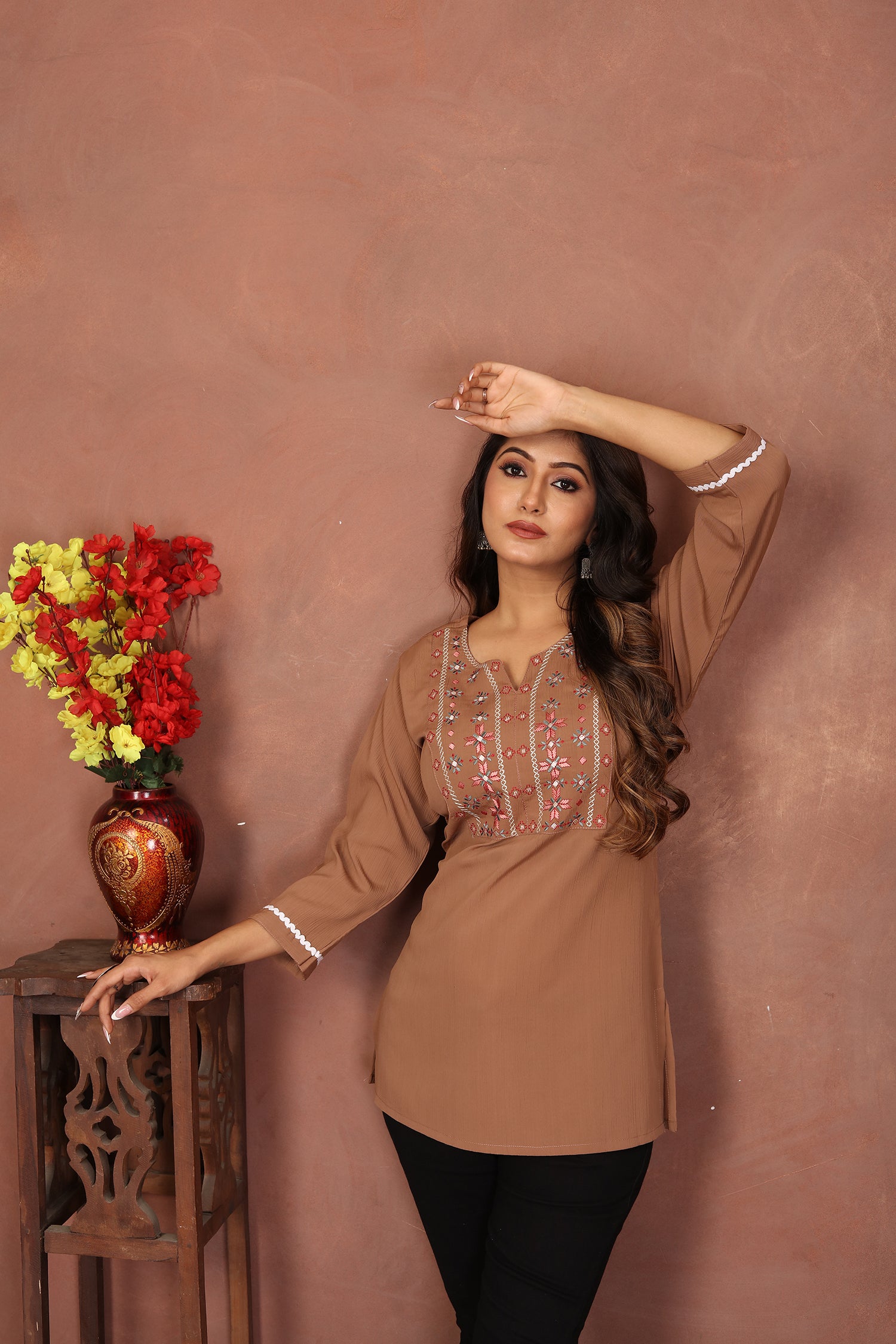 Clothiks Rinkal Cotton With Embroidery Work kurti