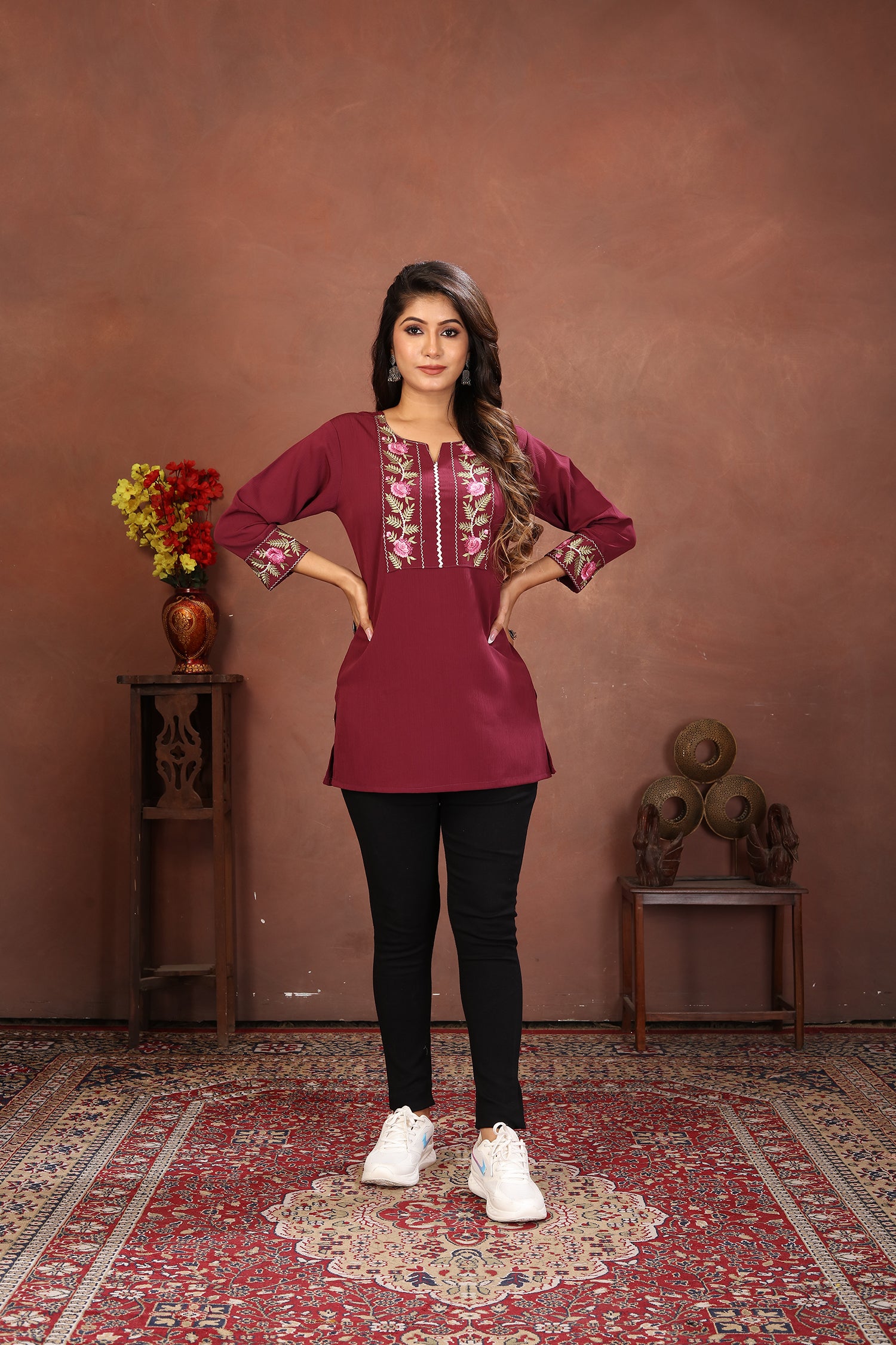 Clothiks Rinkal Cotton With Embroidery Work kurti