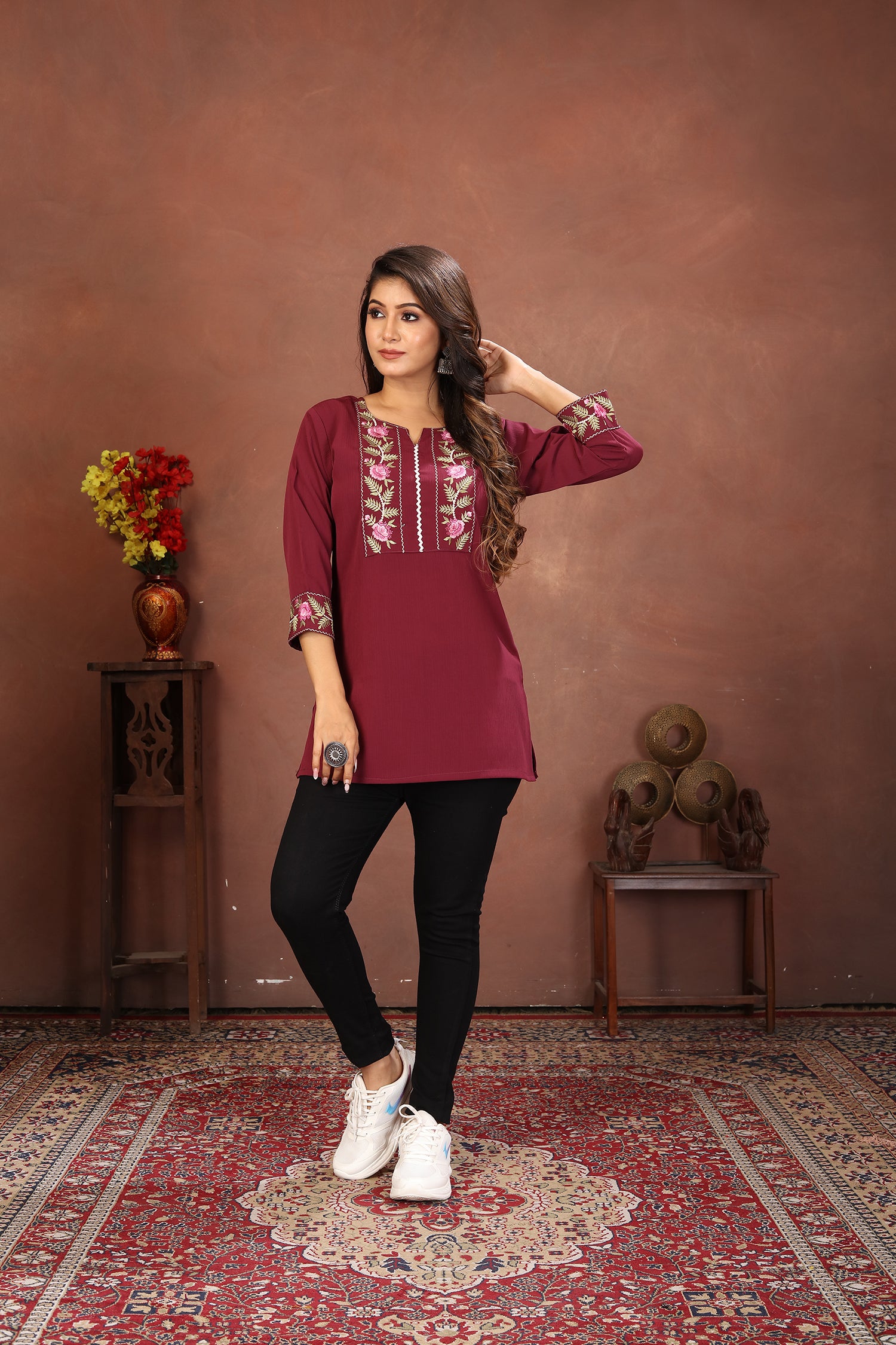 Clothiks Rinkal Cotton With Embroidery Work kurti
