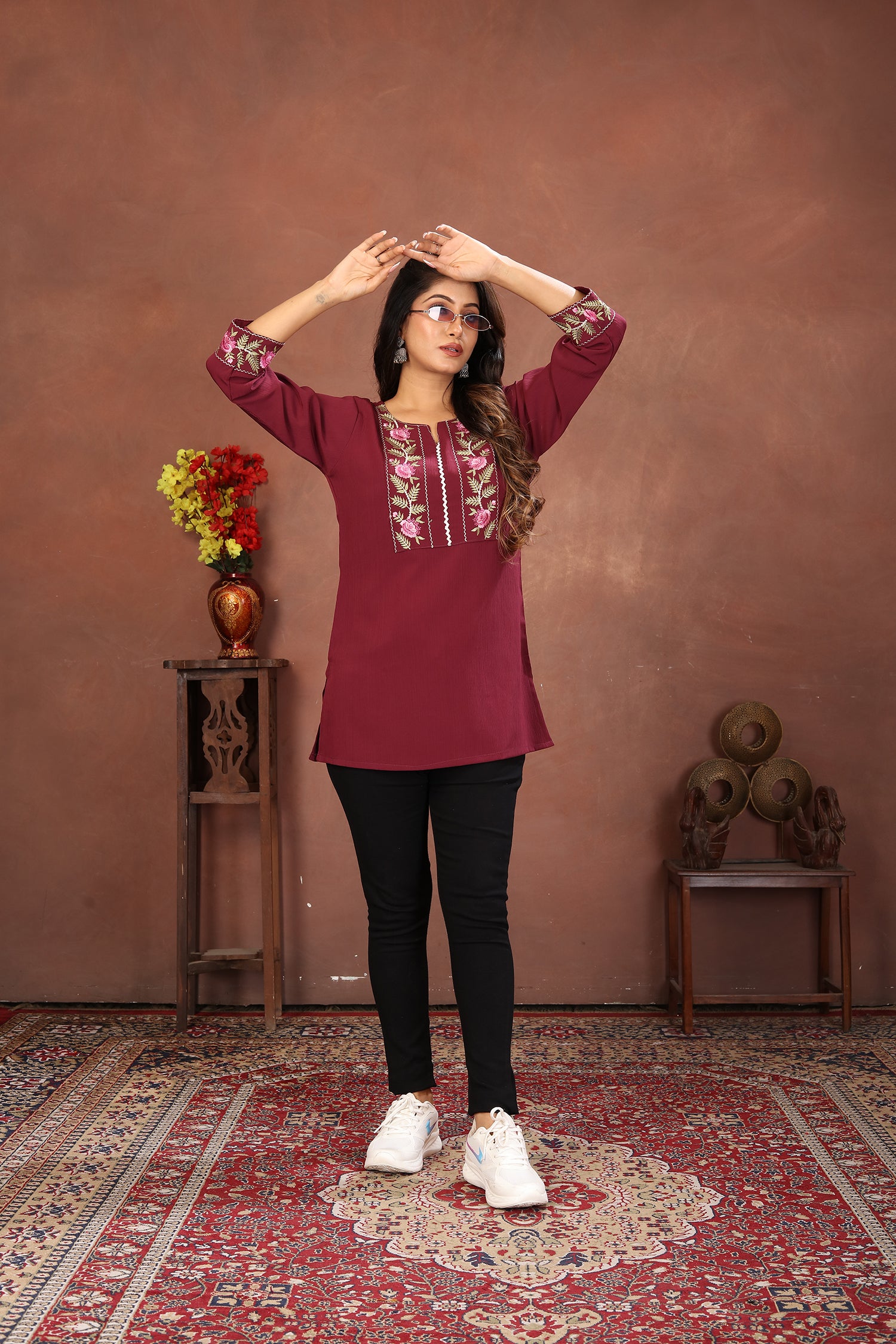 Clothiks Rinkal Cotton With Embroidery Work kurti