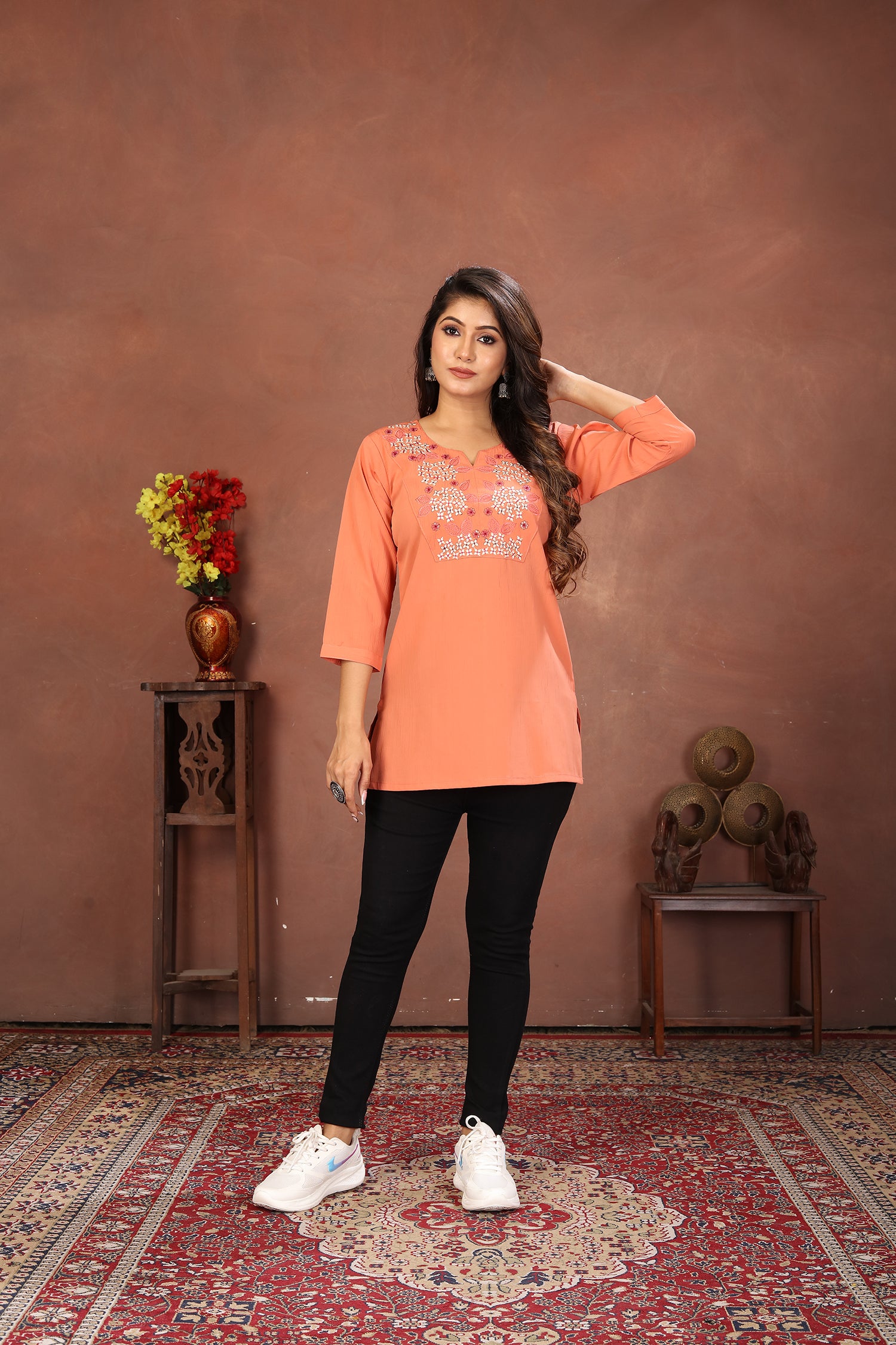 Clothiks Rinkal Cotton With Embroidery Work kurti