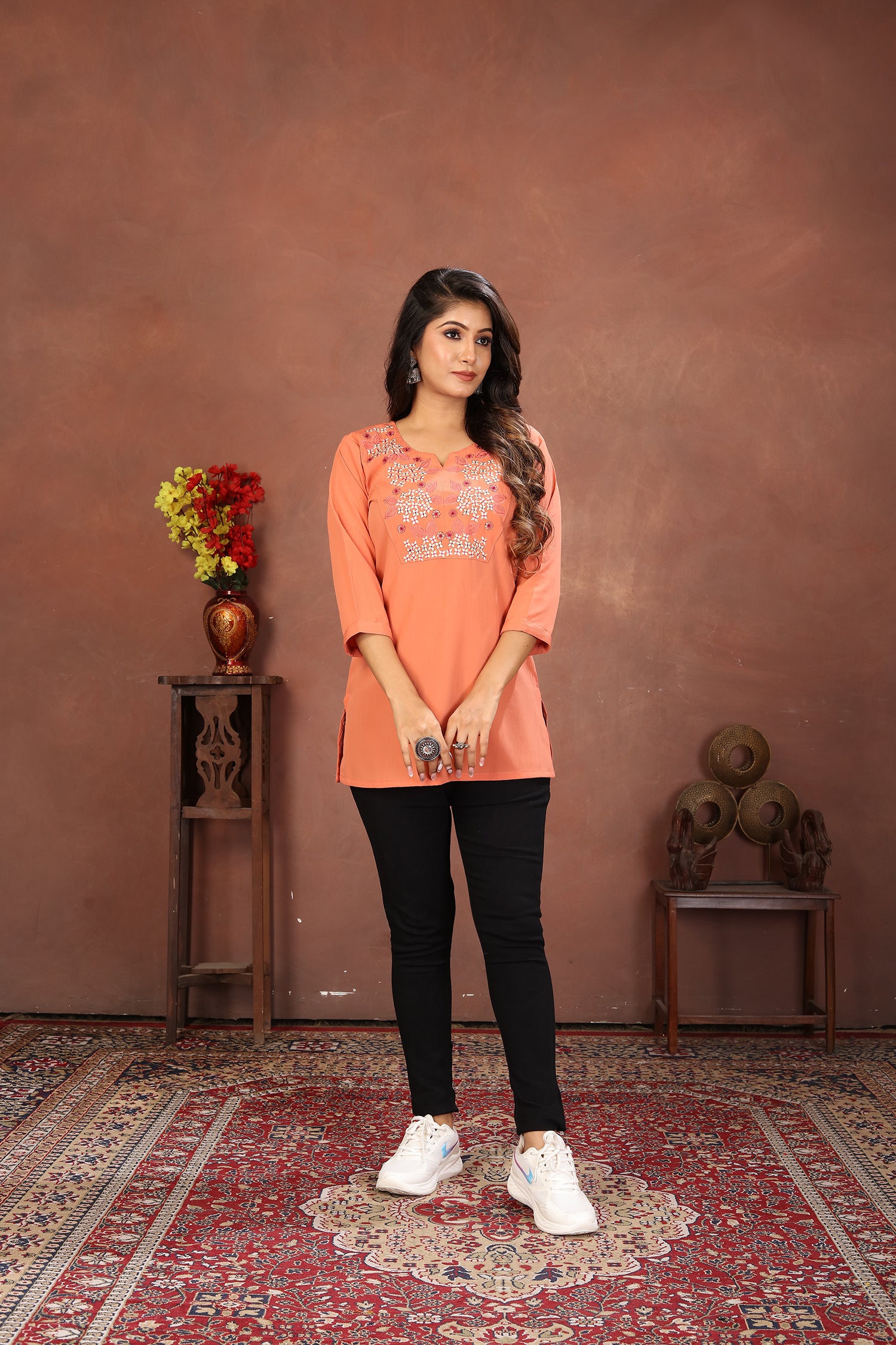 Clothiks Rinkal Cotton With Embroidery Work kurti