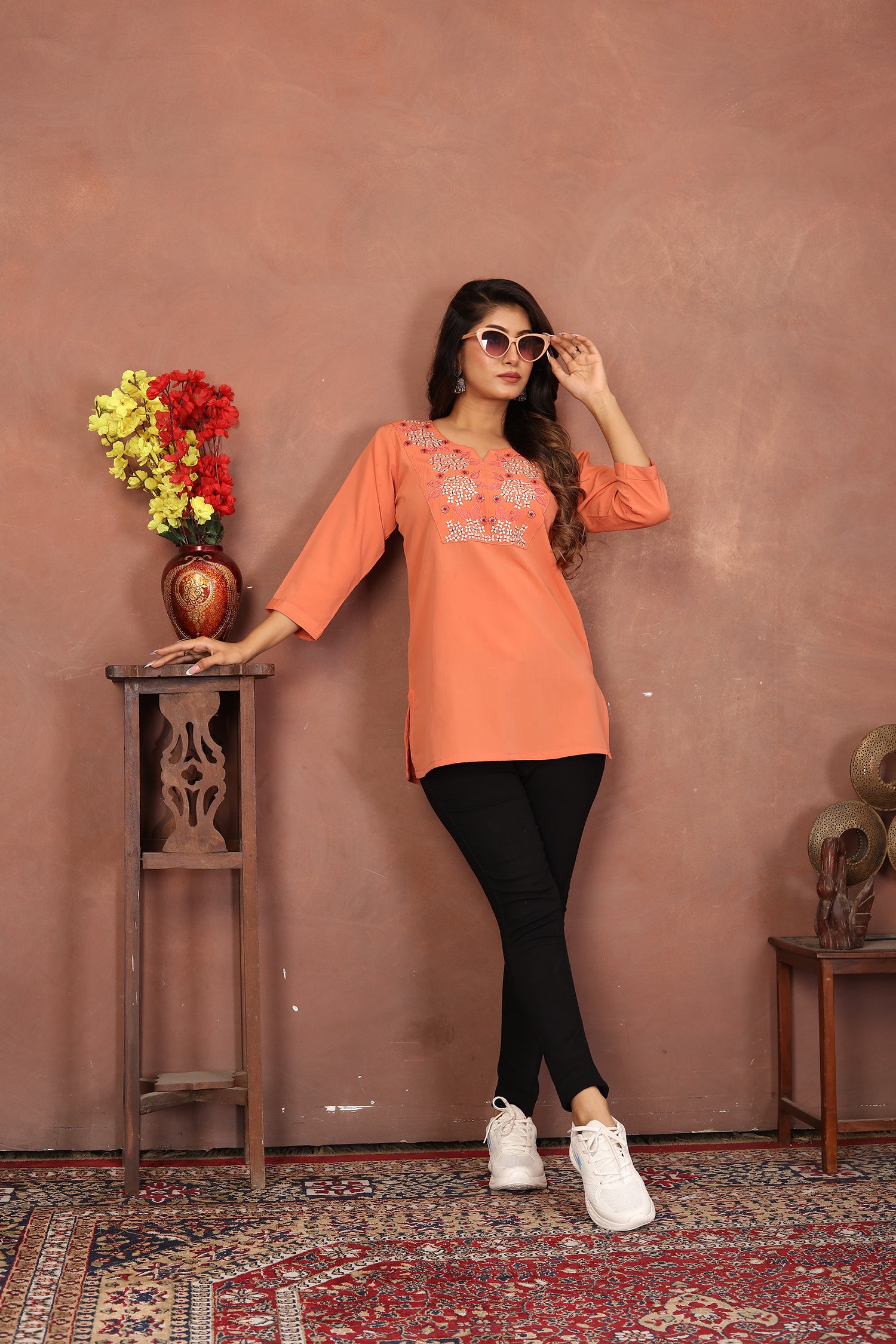 Clothiks Rinkal Cotton With Embroidery Work kurti