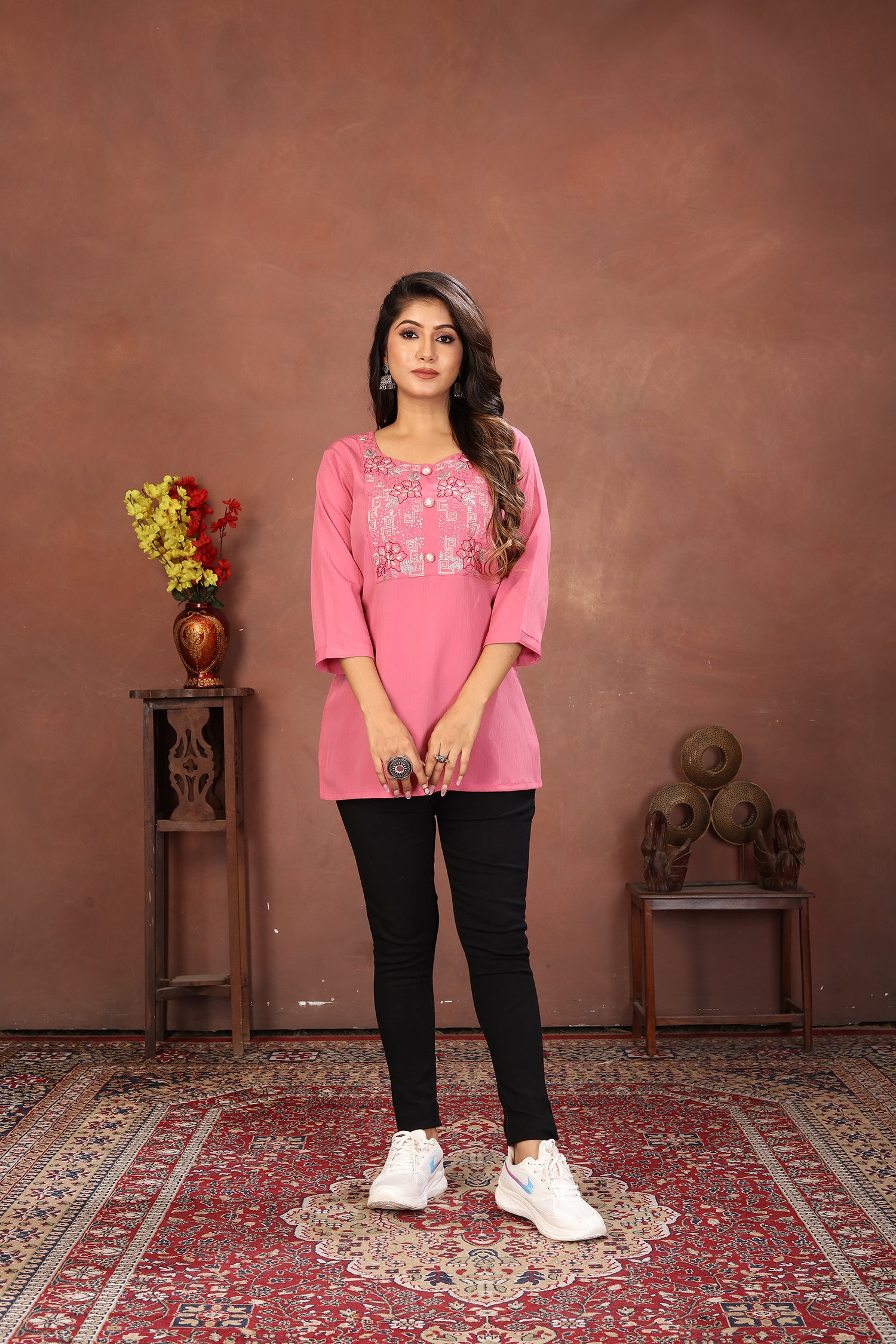 Clothiks Rinkal Cotton With Embroidery Work kurti