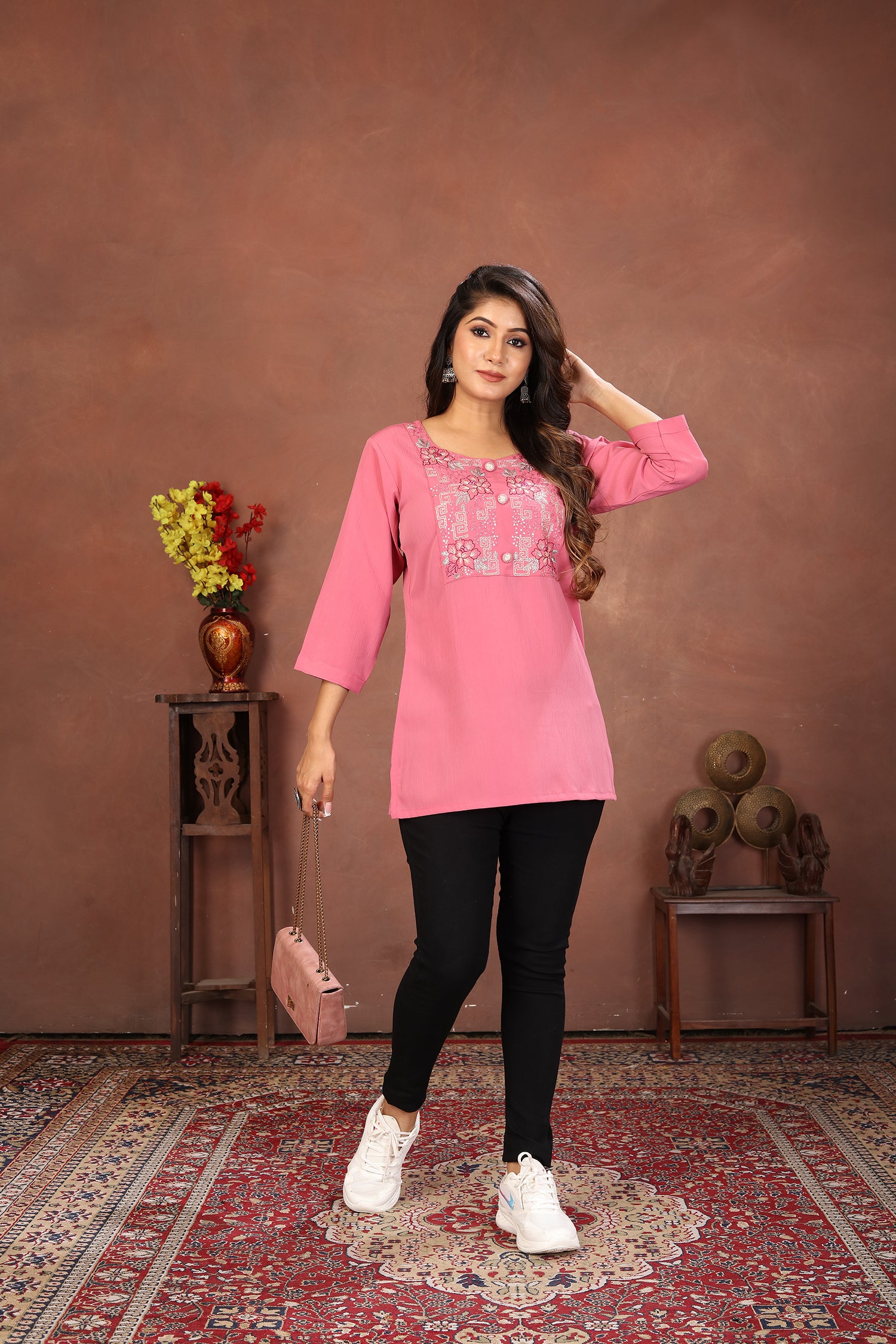 Clothiks Rinkal Cotton With Embroidery Work kurti