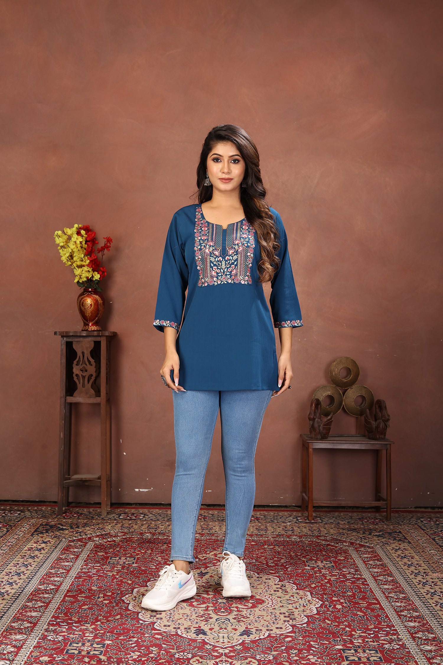 Clothiks Rinkal Cotton With Embroidery Work kurti