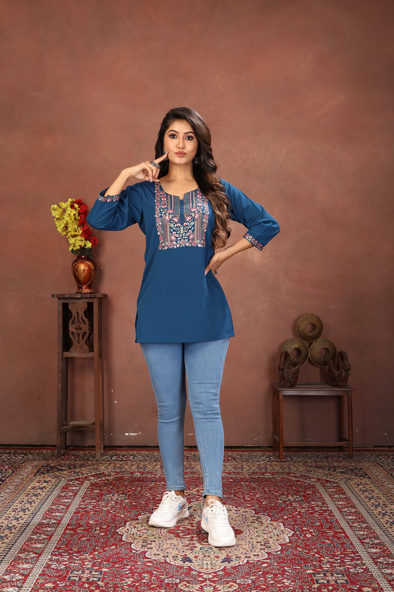 Clothiks Rinkal Cotton With Embroidery Work kurti