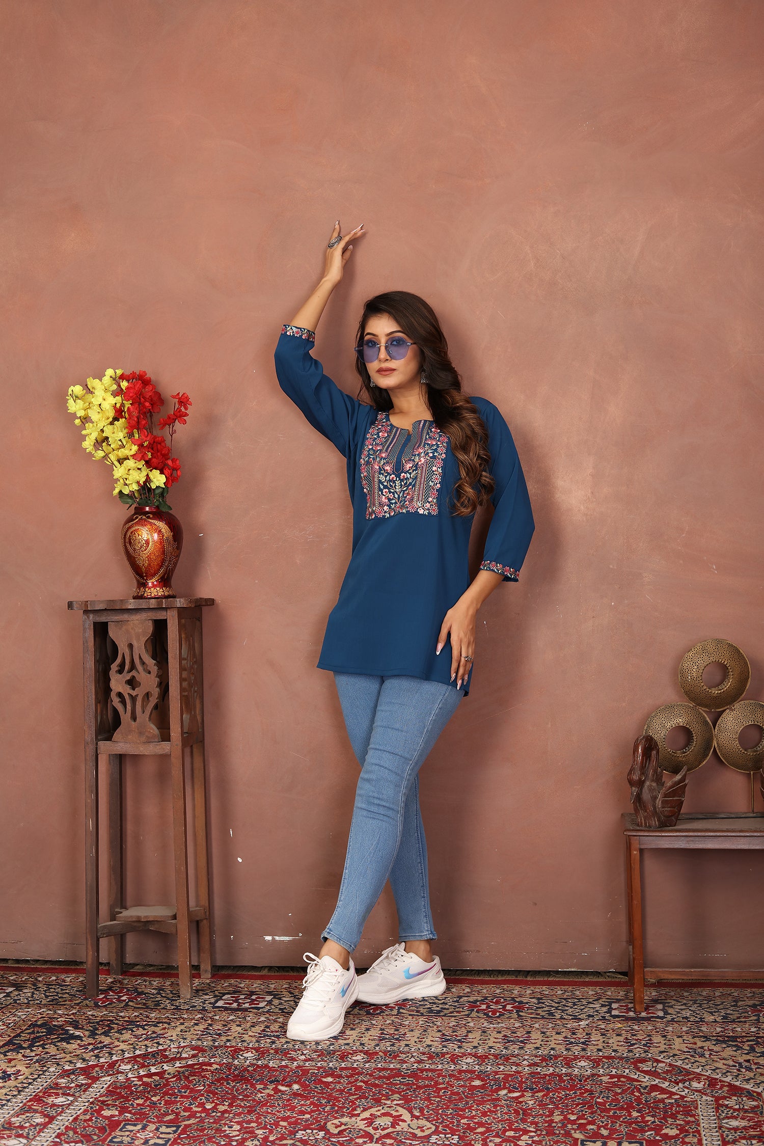 Clothiks Rinkal Cotton With Embroidery Work kurti