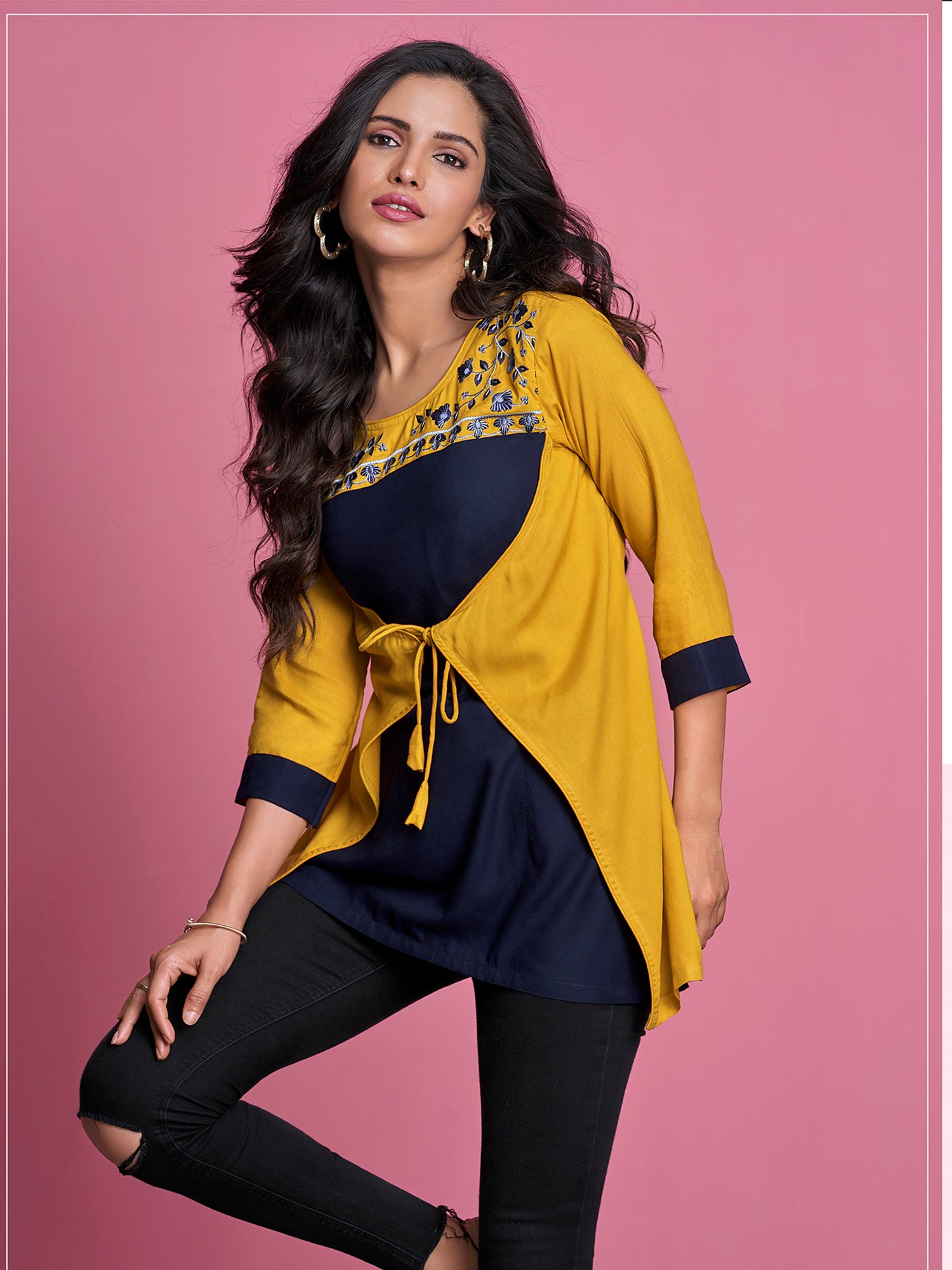 Clothiks 14KG Heavy Riyon Short Top with Designer style kurti