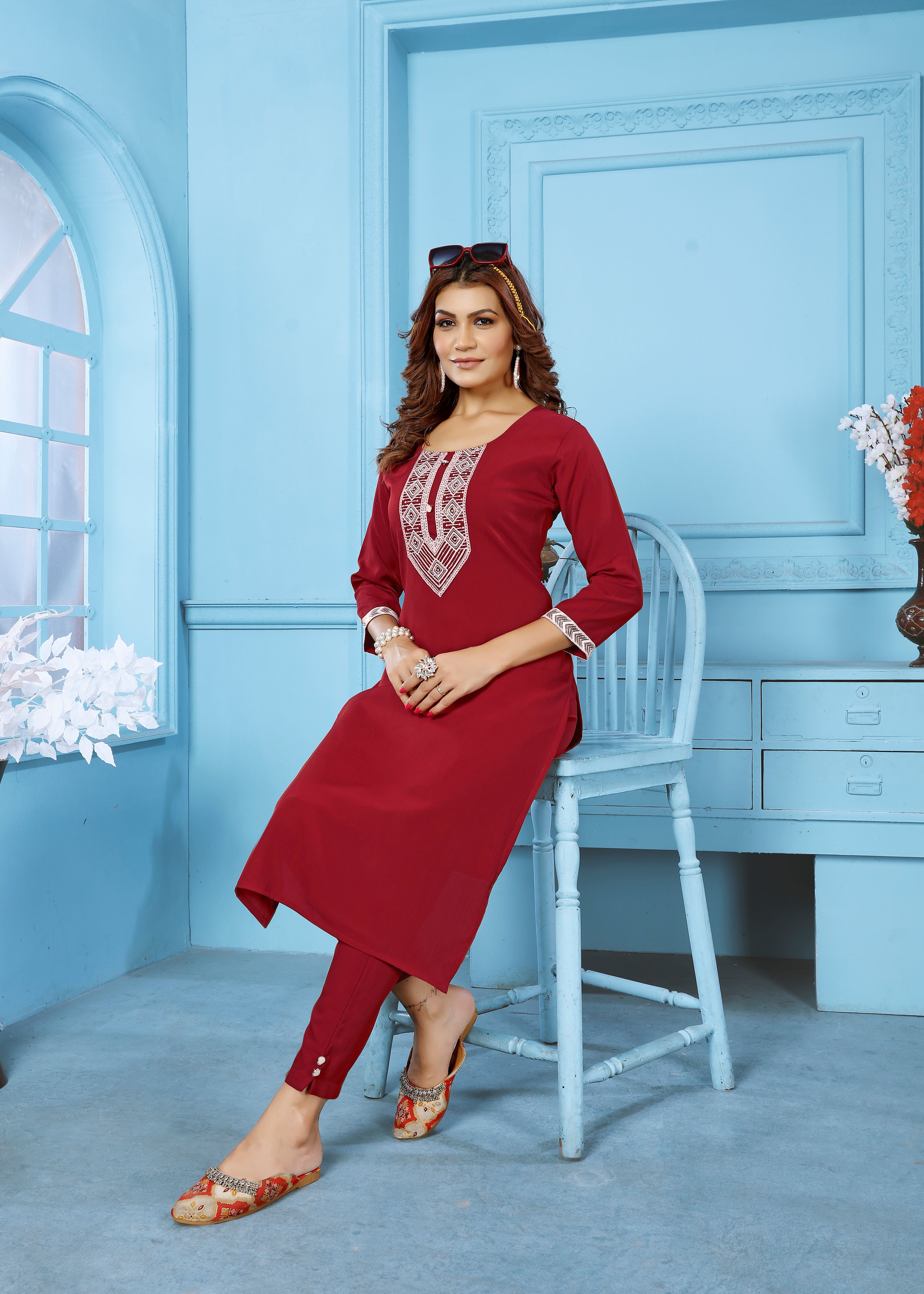 Clothiks Rinkal Cotton with embroidery work Inner Stiched kurti