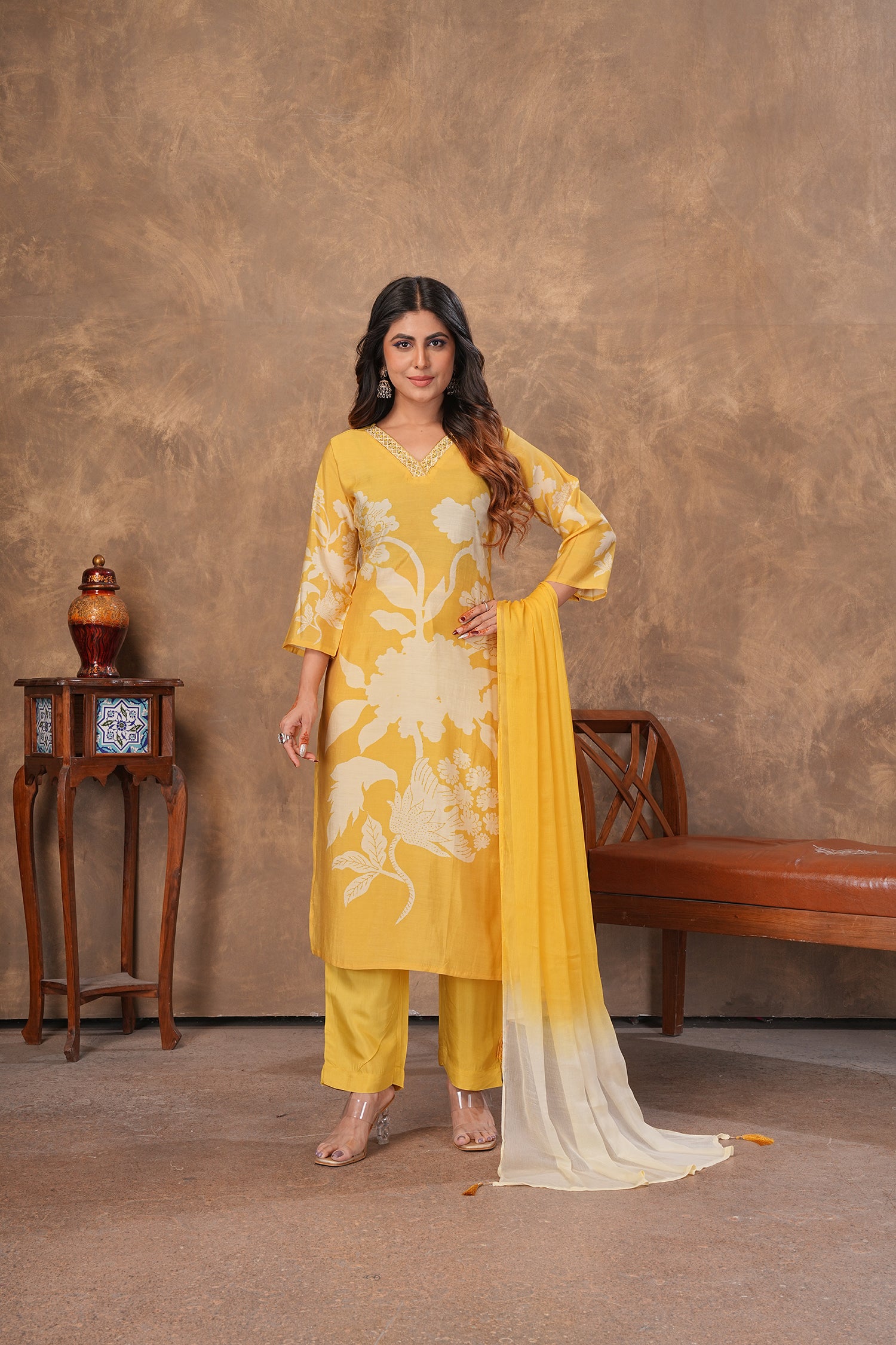 Clothiks Premium Chanderi Export Quality Handwork Full stiched kurti