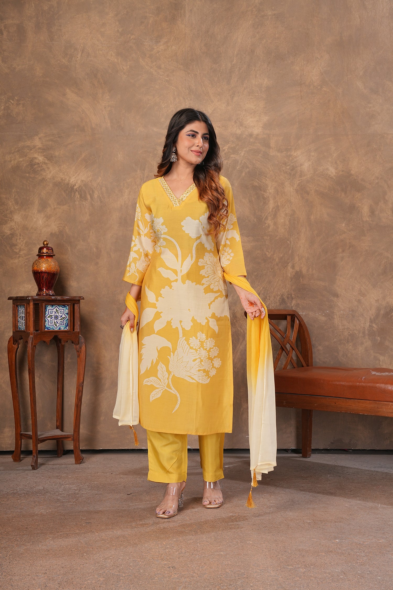 Clothiks Premium Chanderi Export Quality Handwork Full stiched kurti