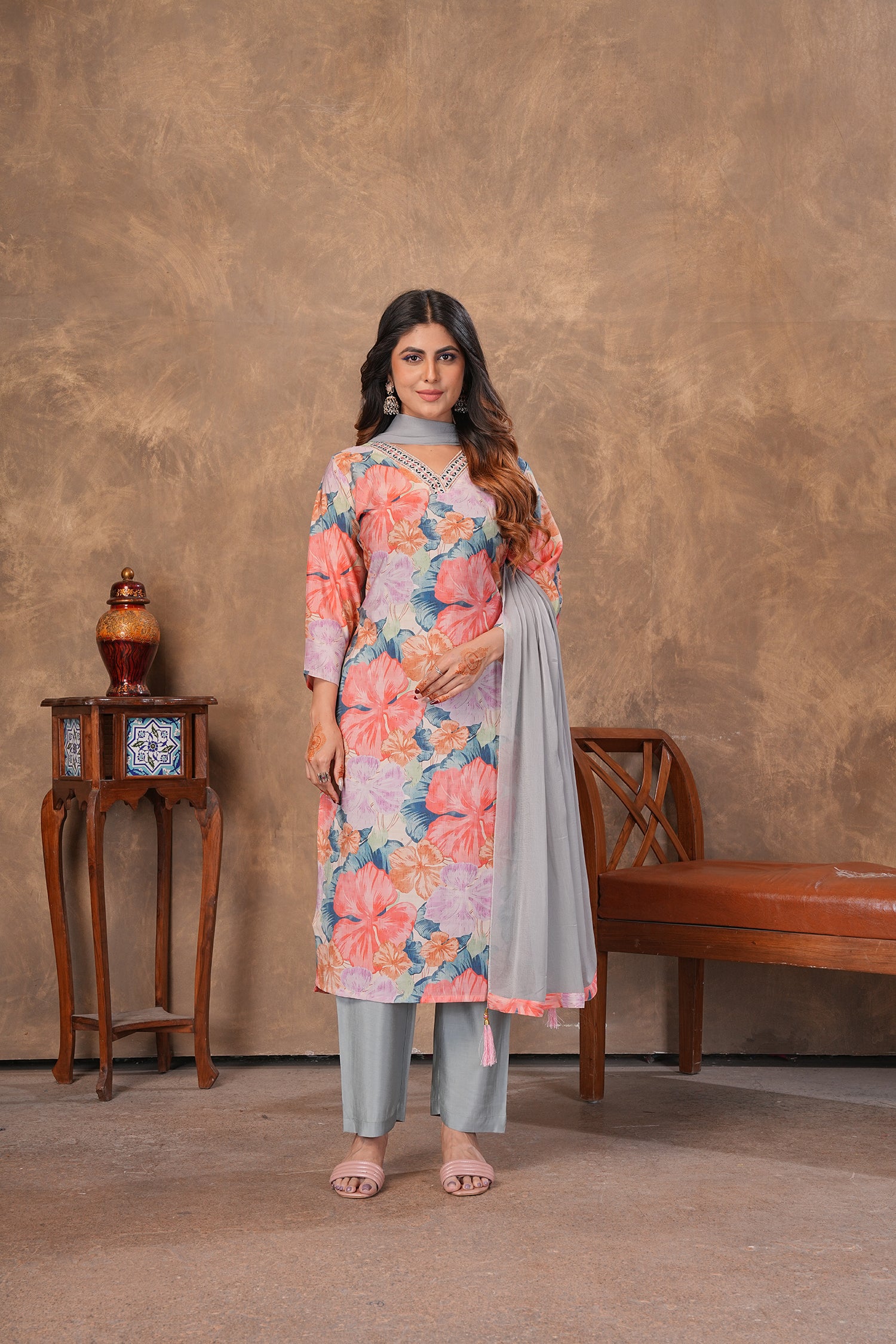 Clothiks Premium Chanderi Export Quality Handwork Full stiched kurti