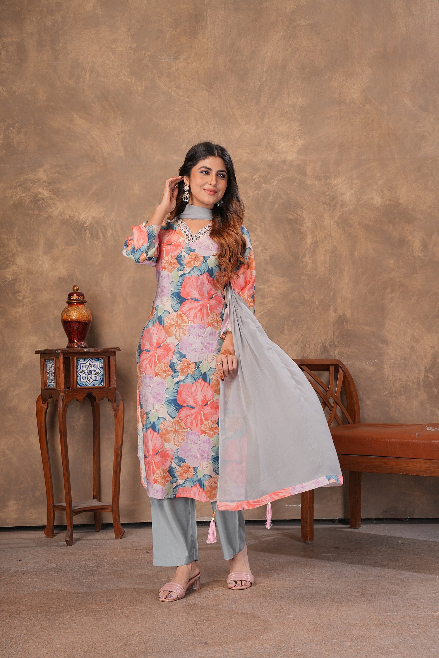 Clothiks Premium Chanderi Export Quality Handwork Full stiched kurti