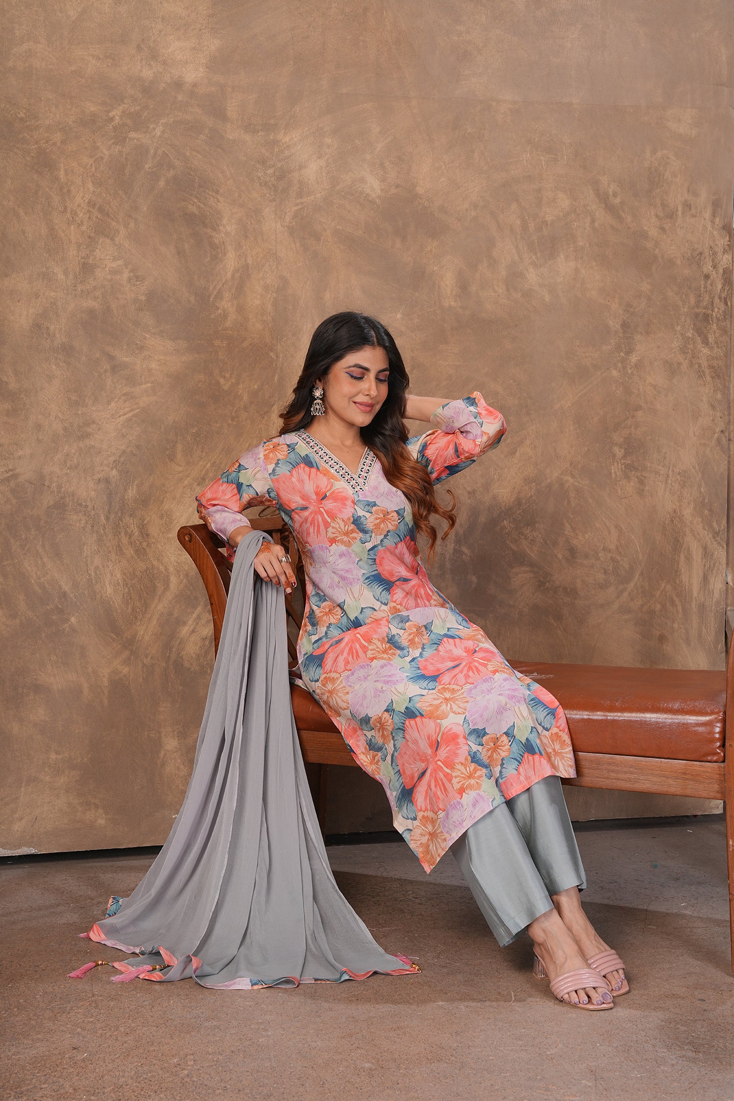 Clothiks Premium Chanderi Export Quality Handwork Full stiched kurti