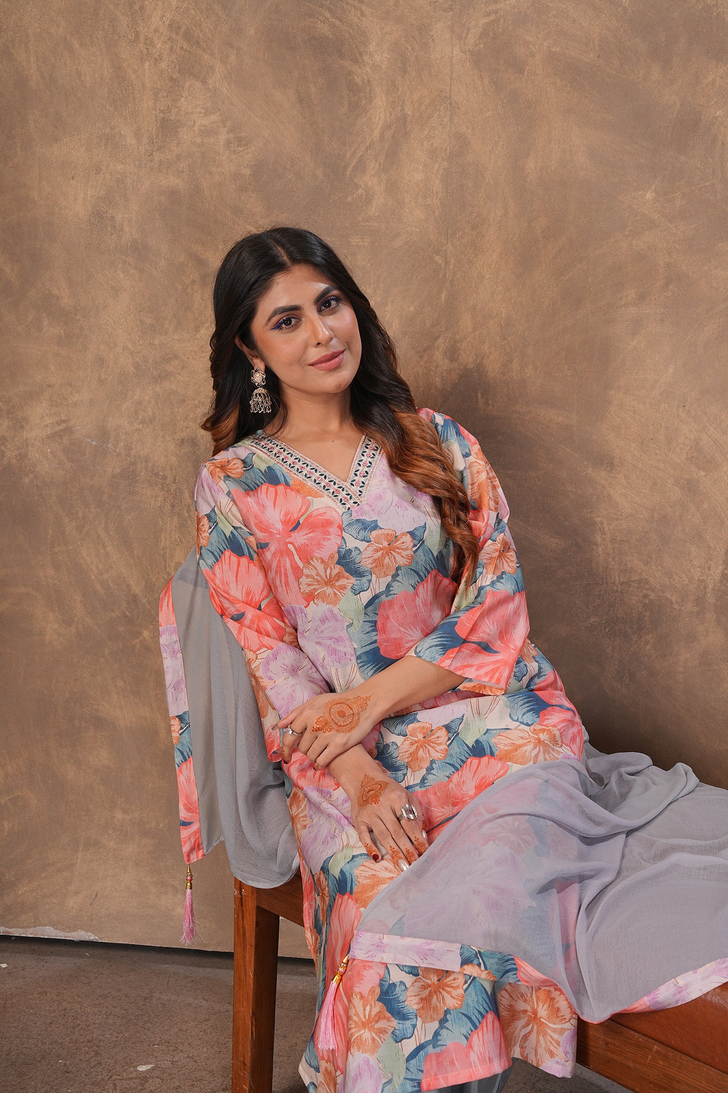 Clothiks Premium Chanderi Export Quality Handwork Full stiched kurti