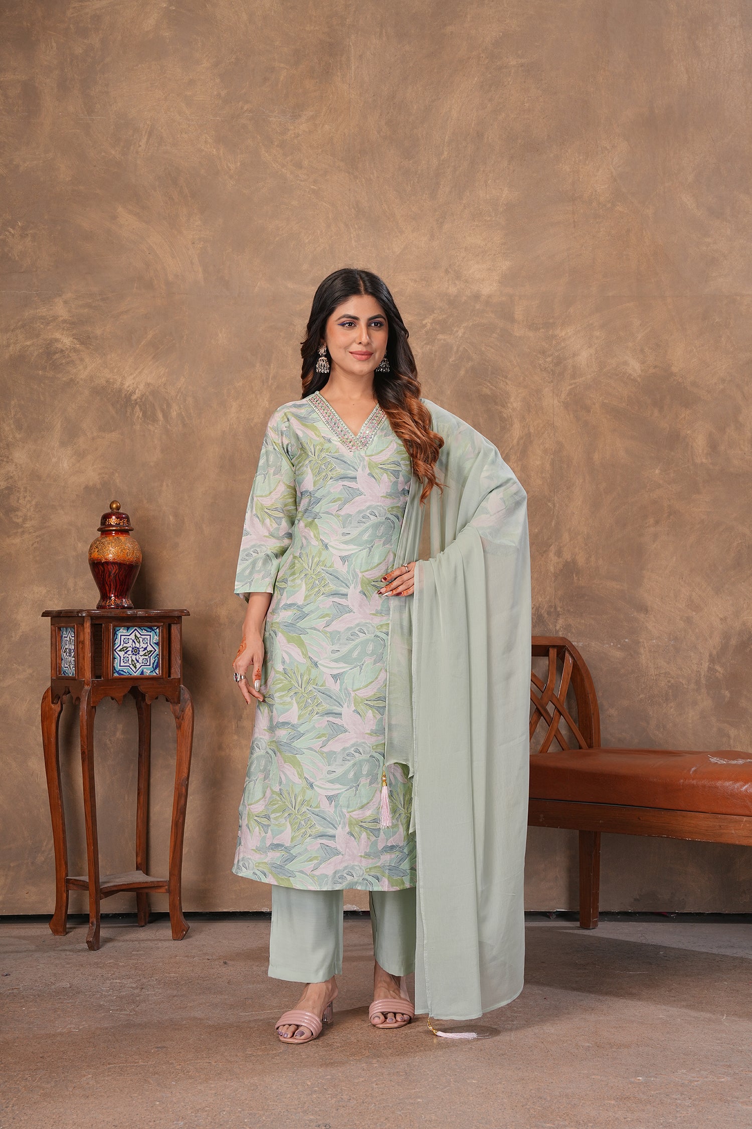 Clothiks Premium Chanderi Export Quality Handwork Full stiched kurti