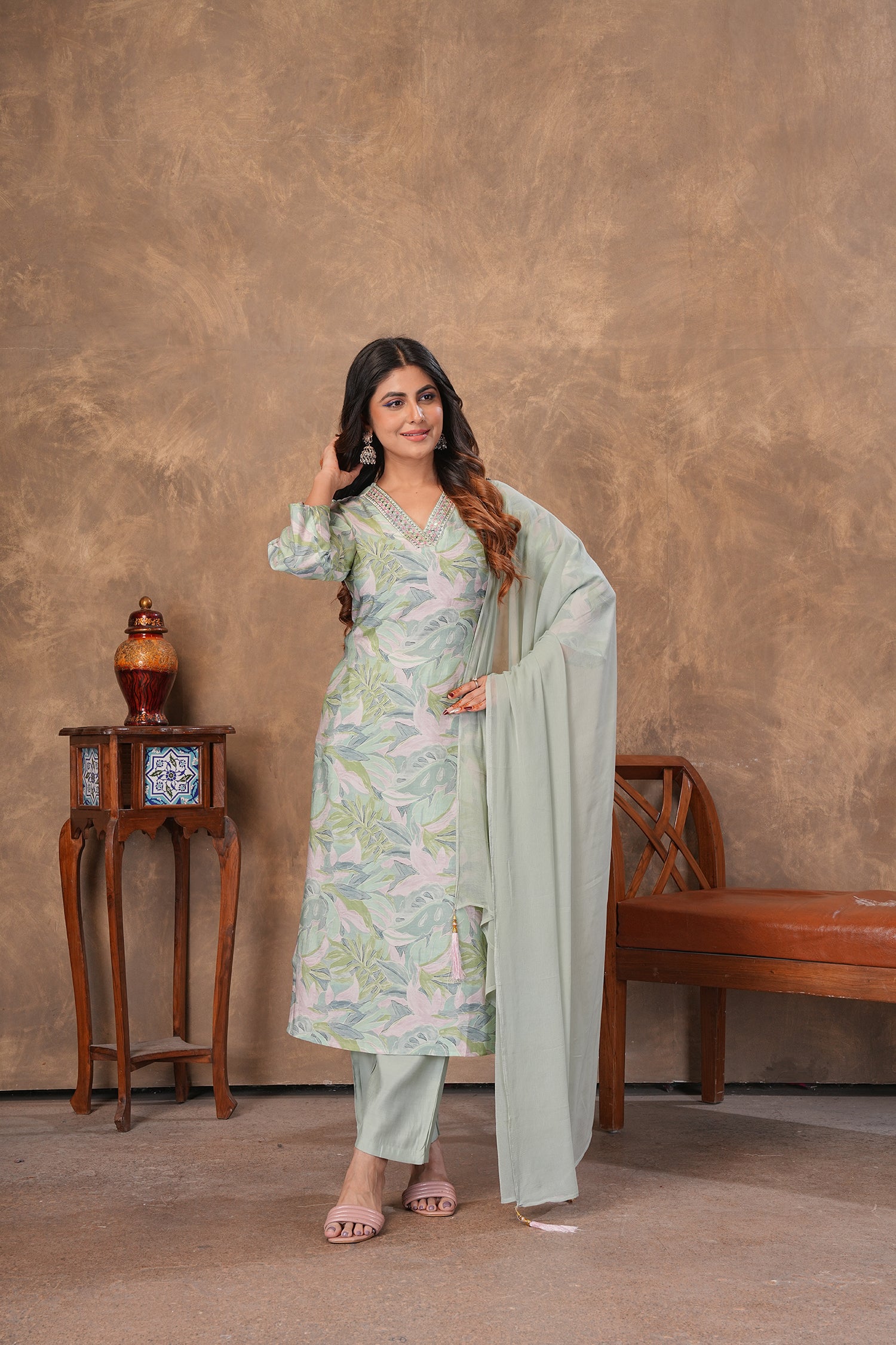 Clothiks Premium Chanderi Export Quality Handwork Full stiched kurti