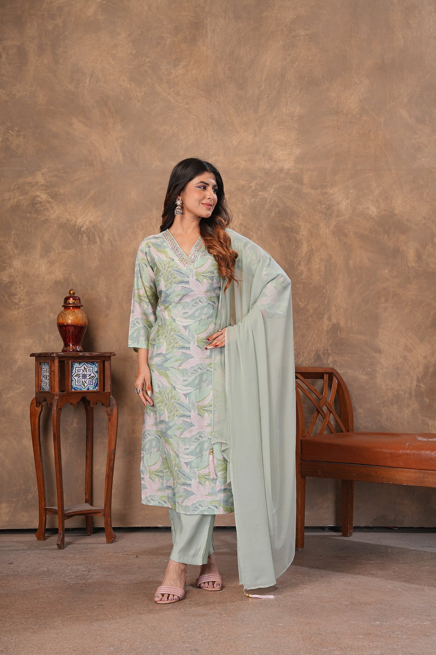 Clothiks Premium Chanderi Export Quality Handwork Full stiched kurti