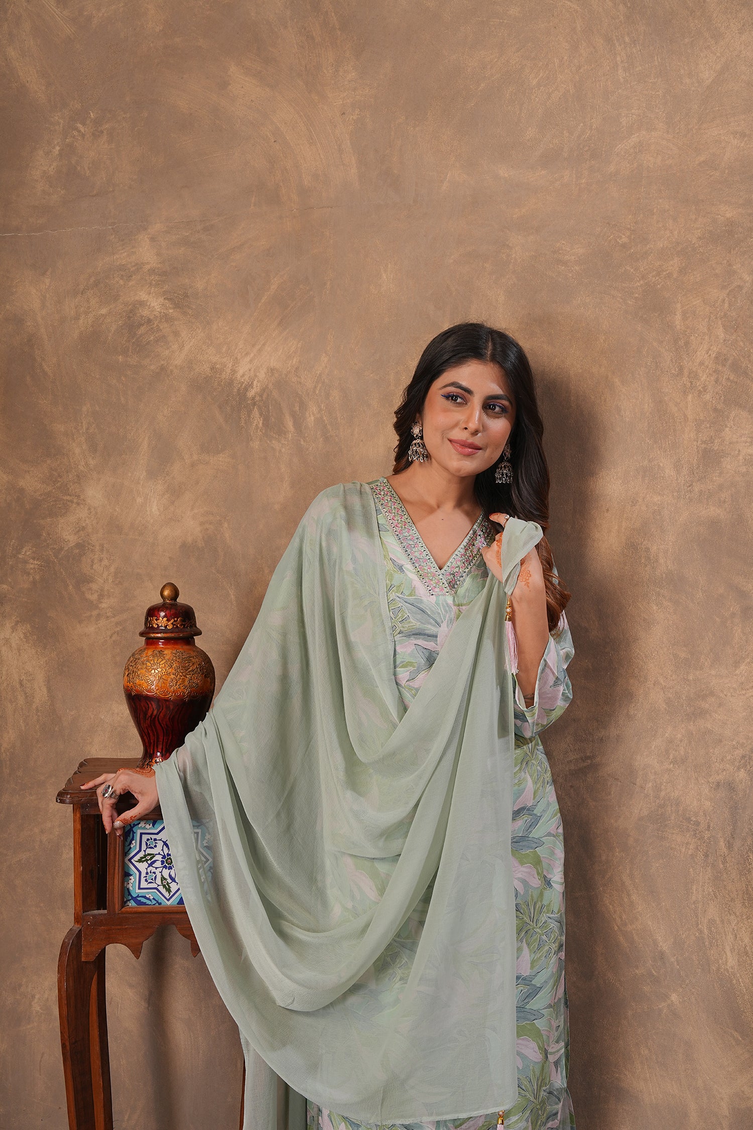 Clothiks Premium Chanderi Export Quality Handwork Full stiched kurti