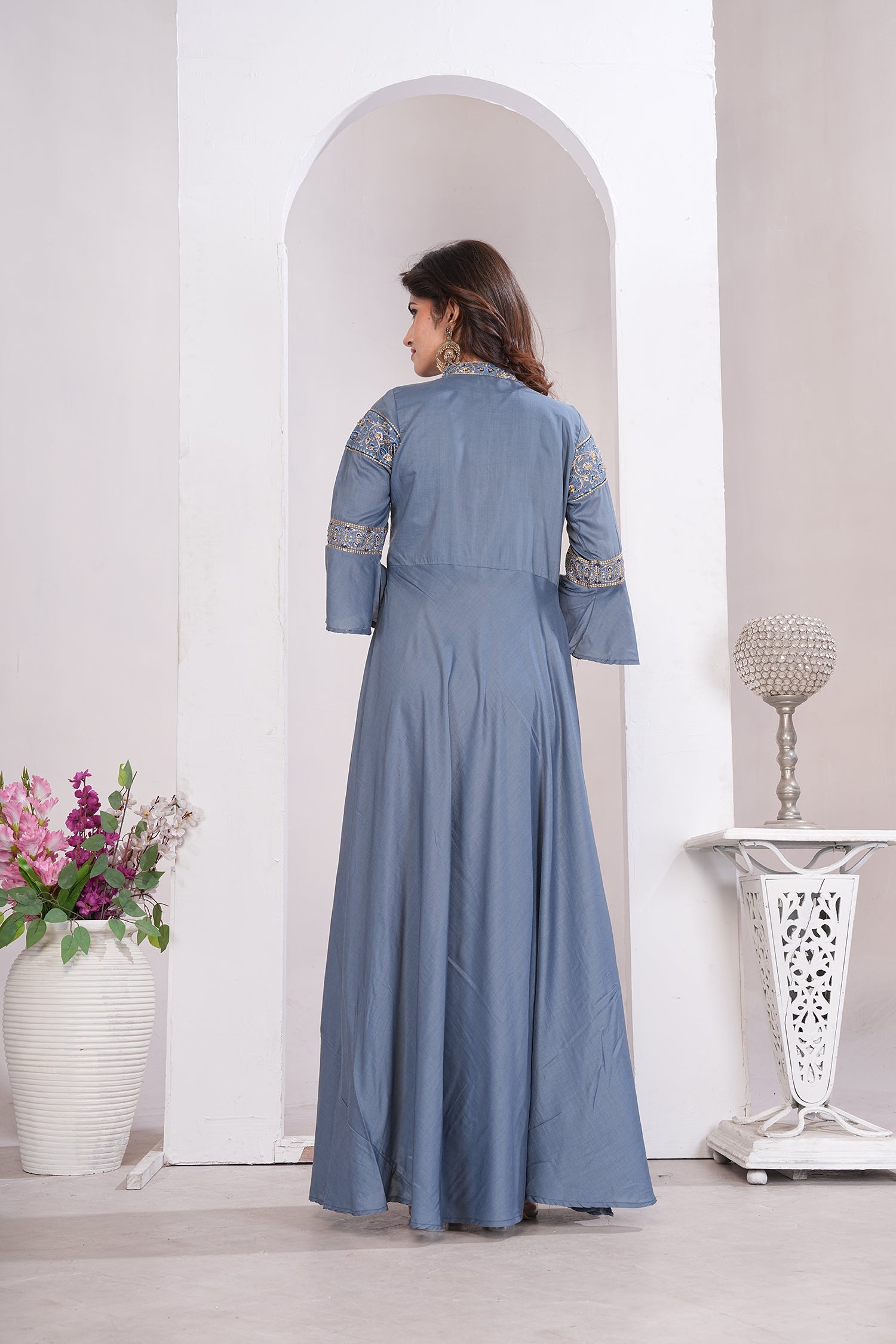 Clothiks Heavy Maslin With Heavy Embroidery Cotton Inner Stiched kurti
