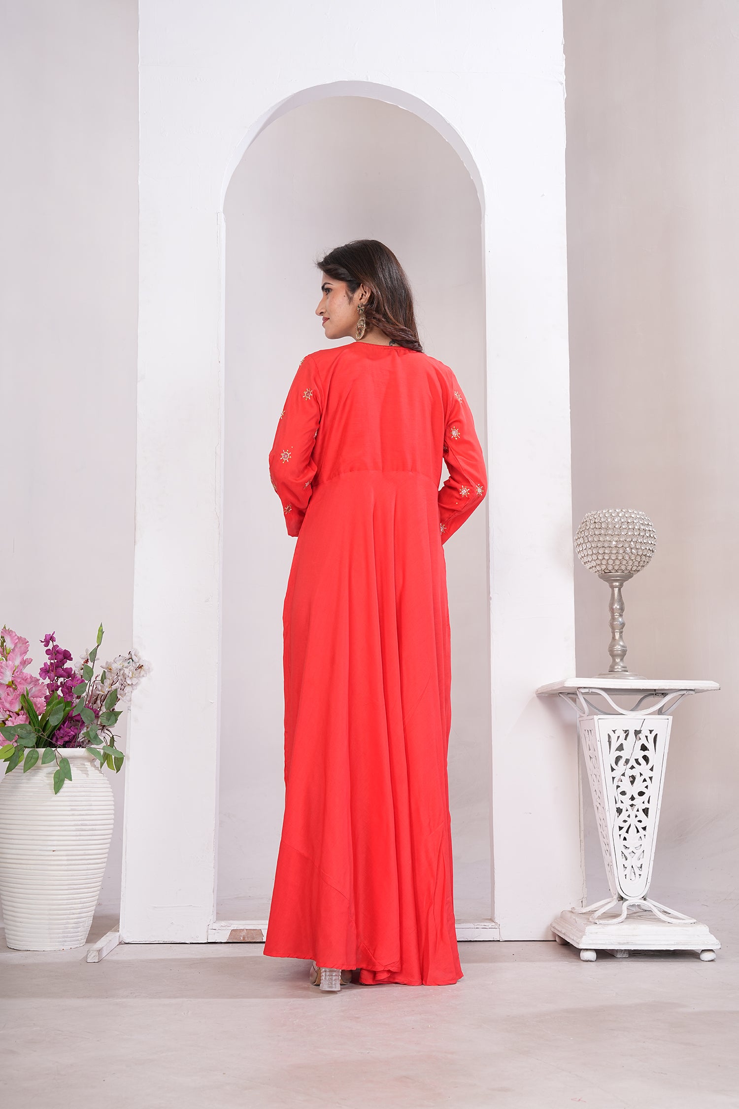 Clothiks Heavy Maslin With Heavy Embroidery Cotton Inner Stiched kurti
