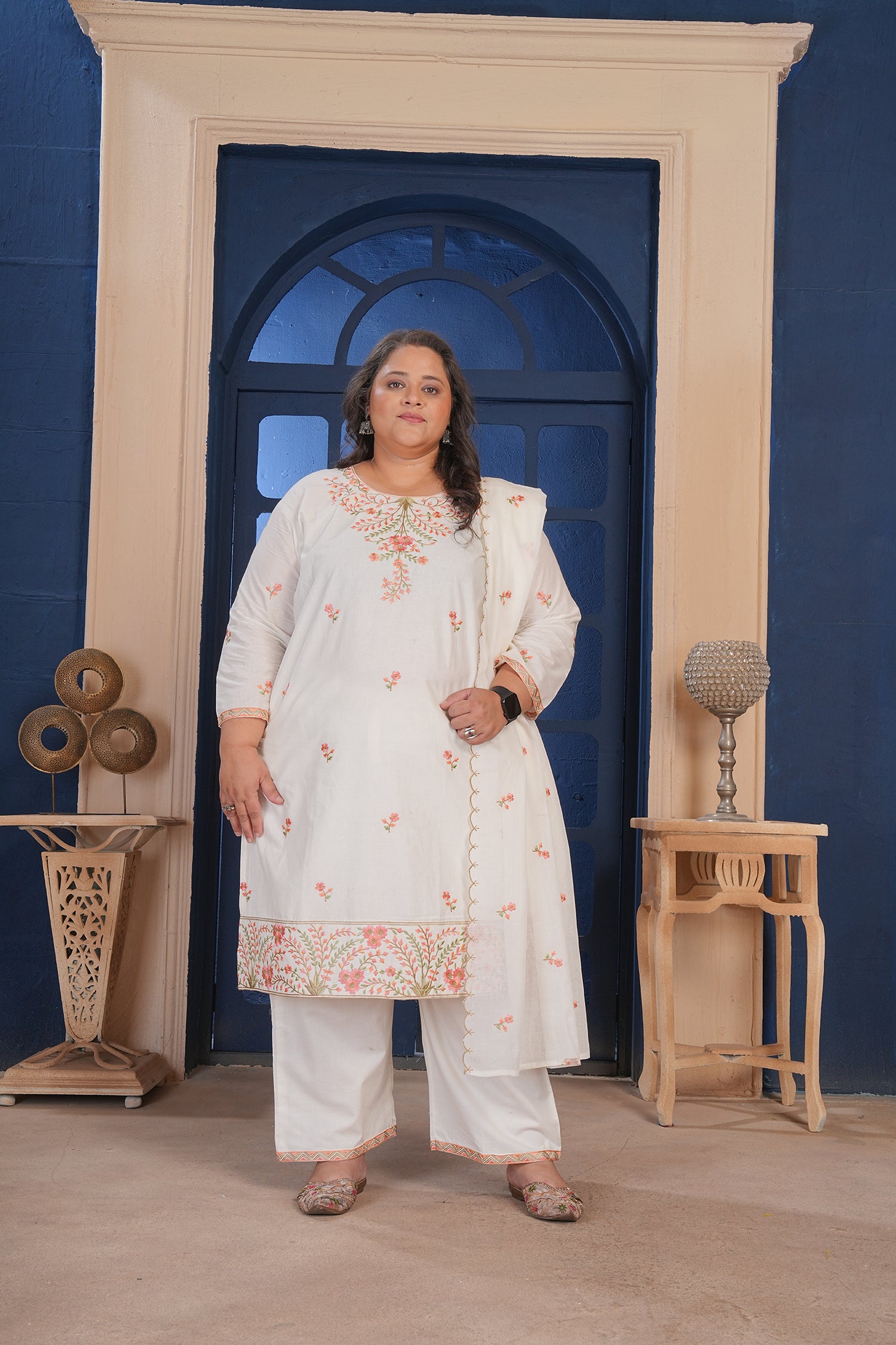Clothiks Premium Pure Cotton Export Quality With Embroidery and Cotton Inner kurti