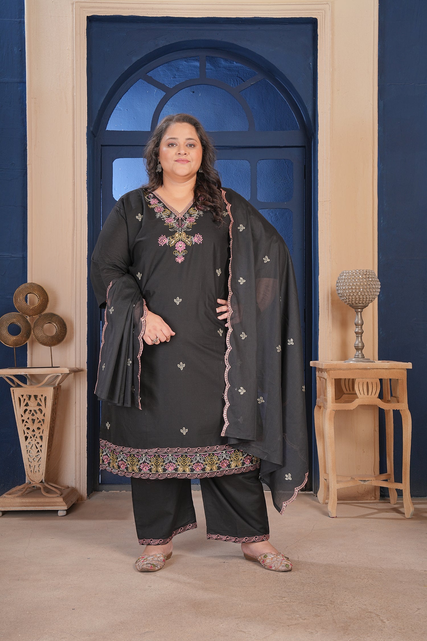 Clothiks Premium Pure Cotton Export Quality With Embroidery and Cotton Inner kurti