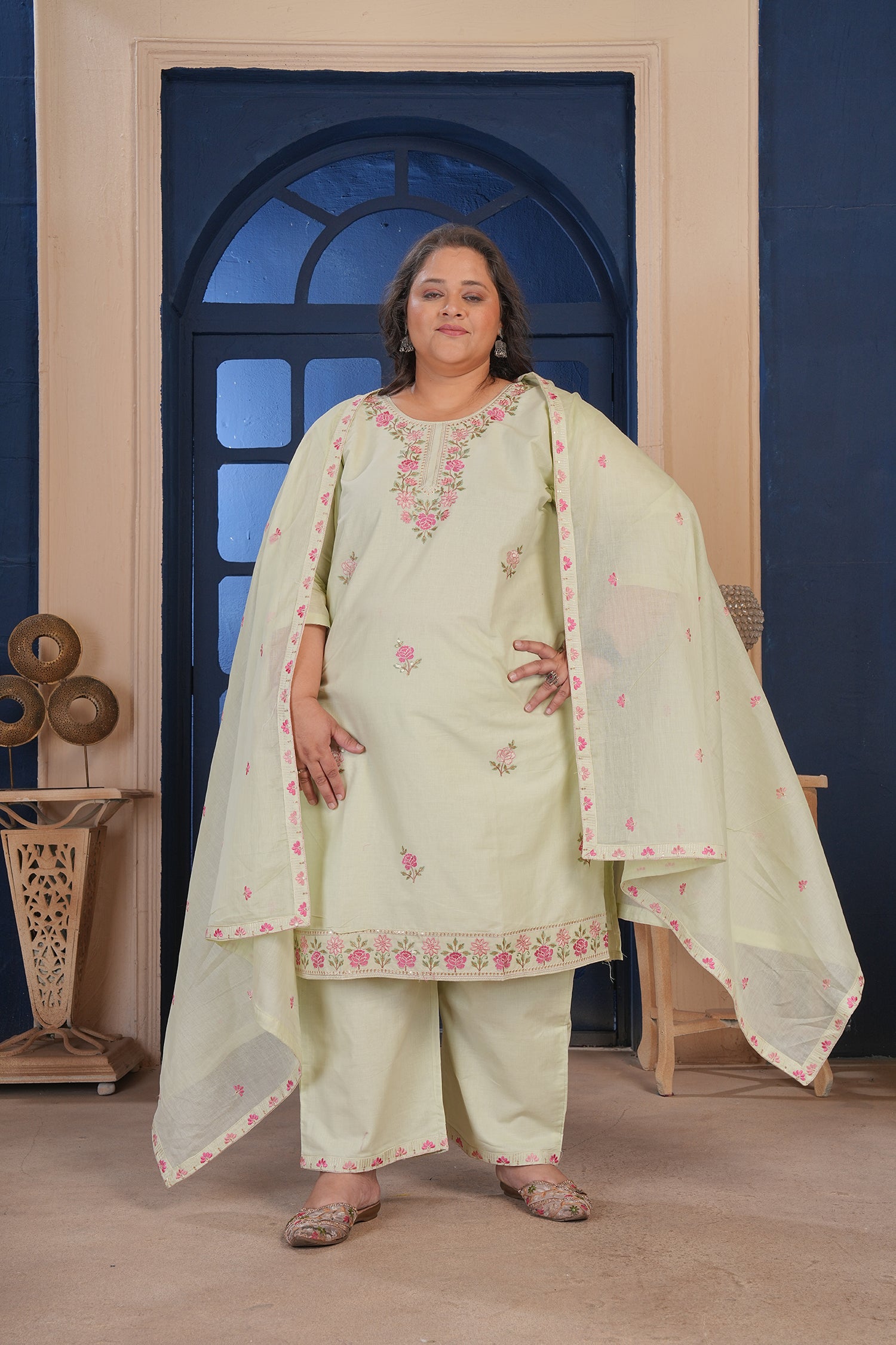 Clothiks Premium Pure Cotton Export Quality With Embroidery and Cotton Inner kurti