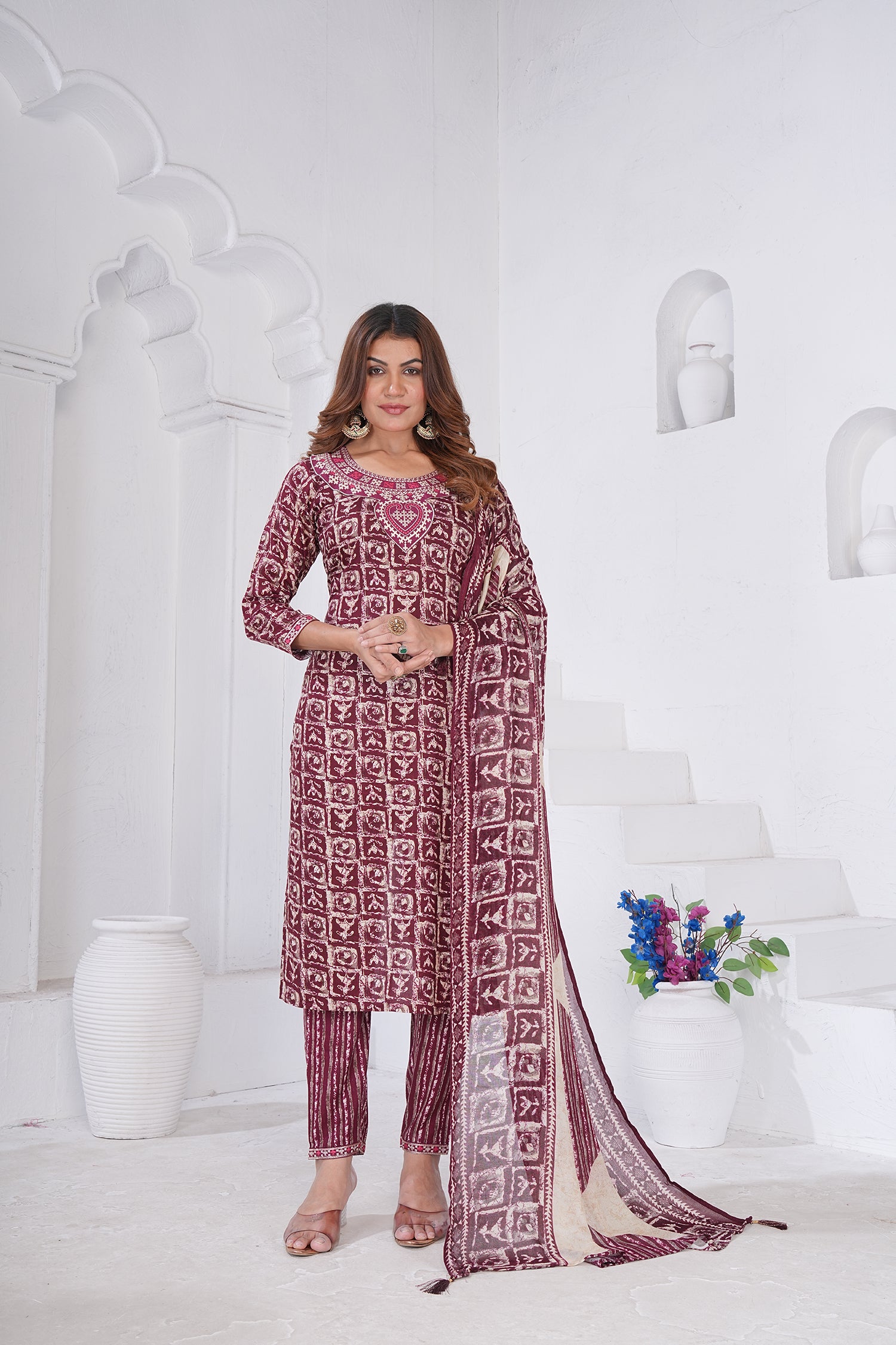 Clothiks Premium Riyon Export Quality Handwork Full stiched kurti